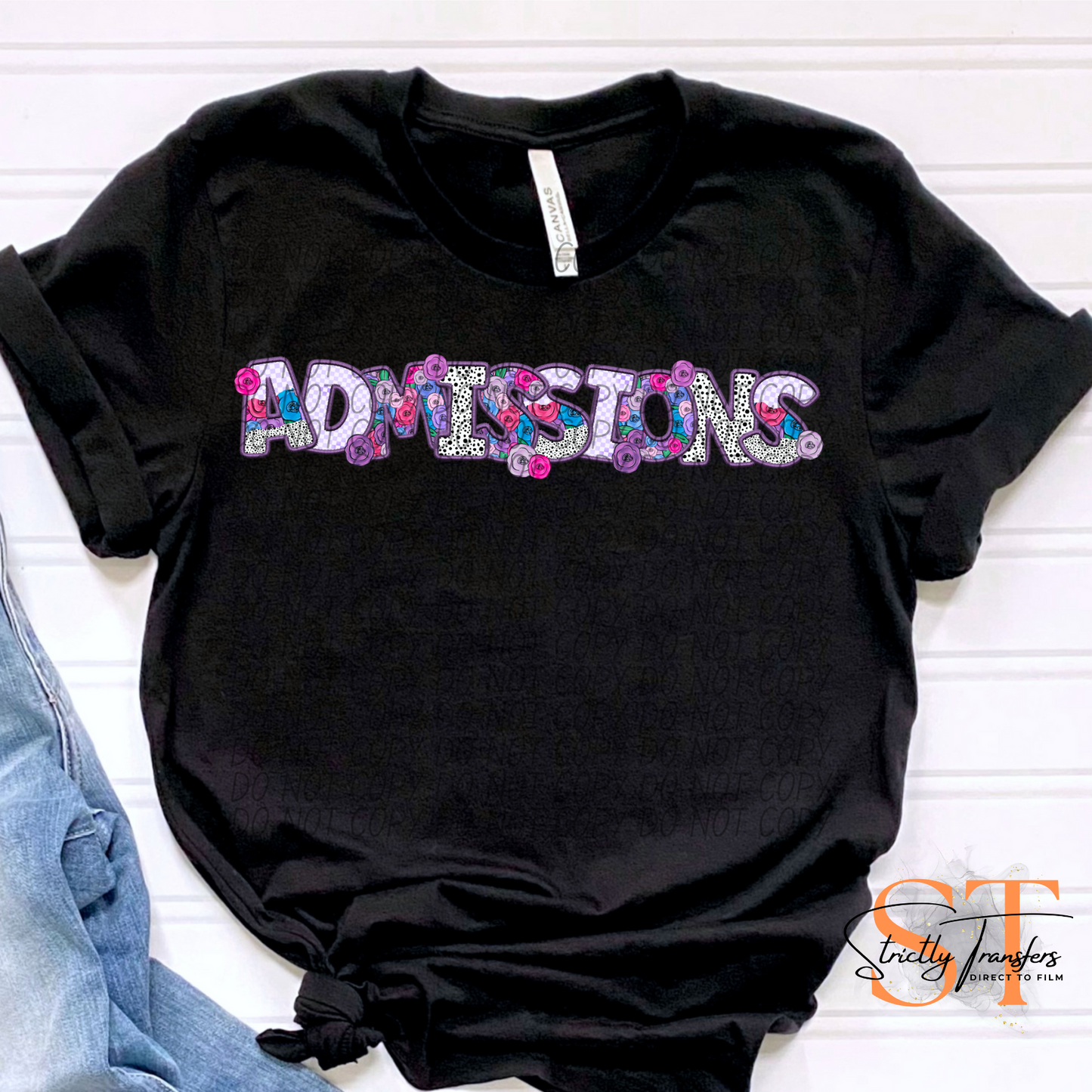 Office Staff purple floral Direct to Film Transfers