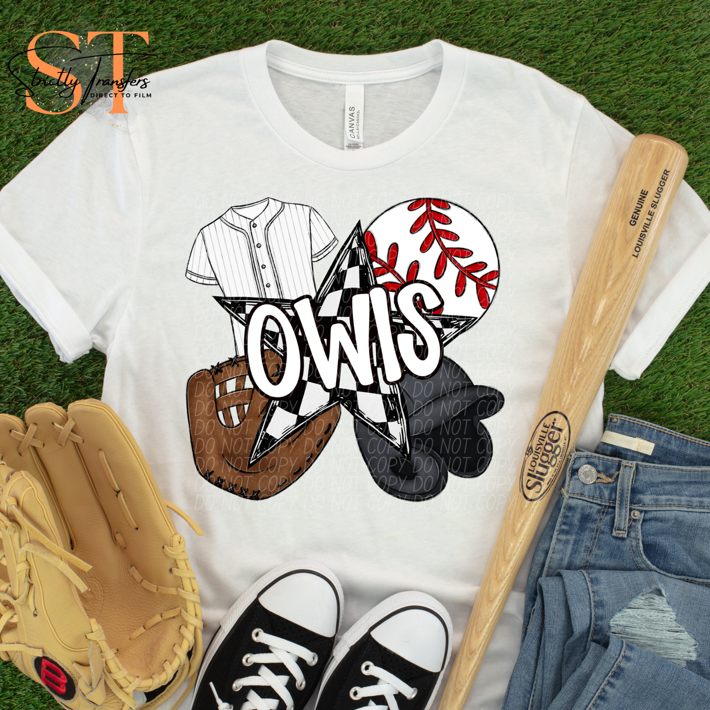 Owls Baseball Collage Direct to Film Transfers