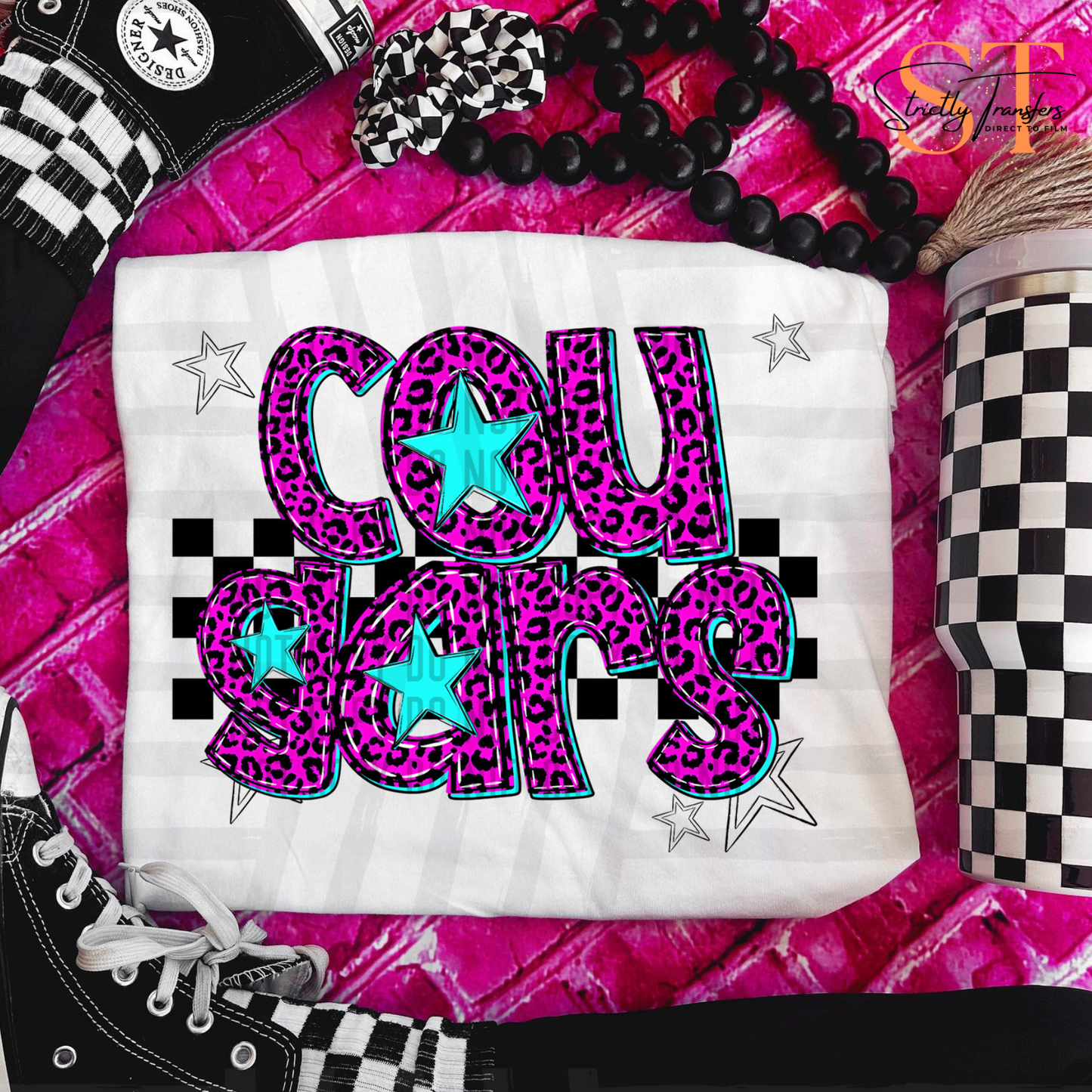 Cougars Pink Leopard Neon Direct to Film Transfers