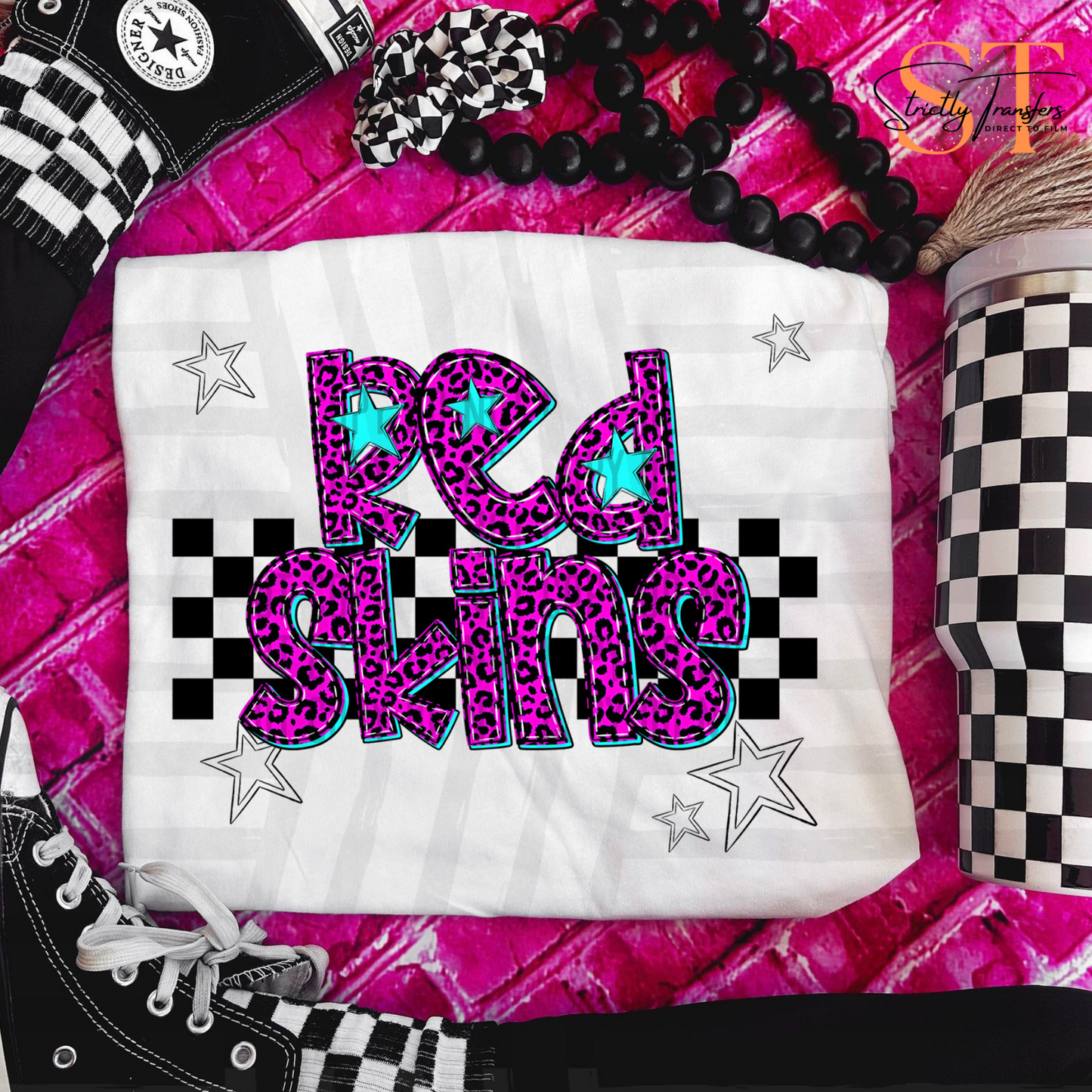 Redskins Pink Leopard Neon Direct to Film Transfers