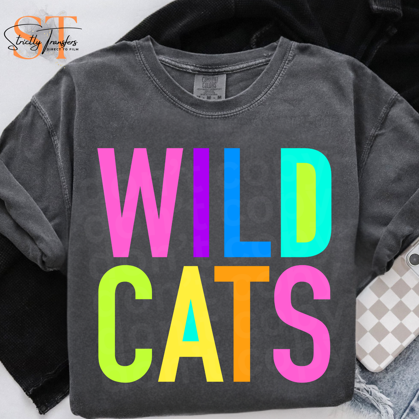 Wildcats Bright Block Letters Direct to Film Transfers