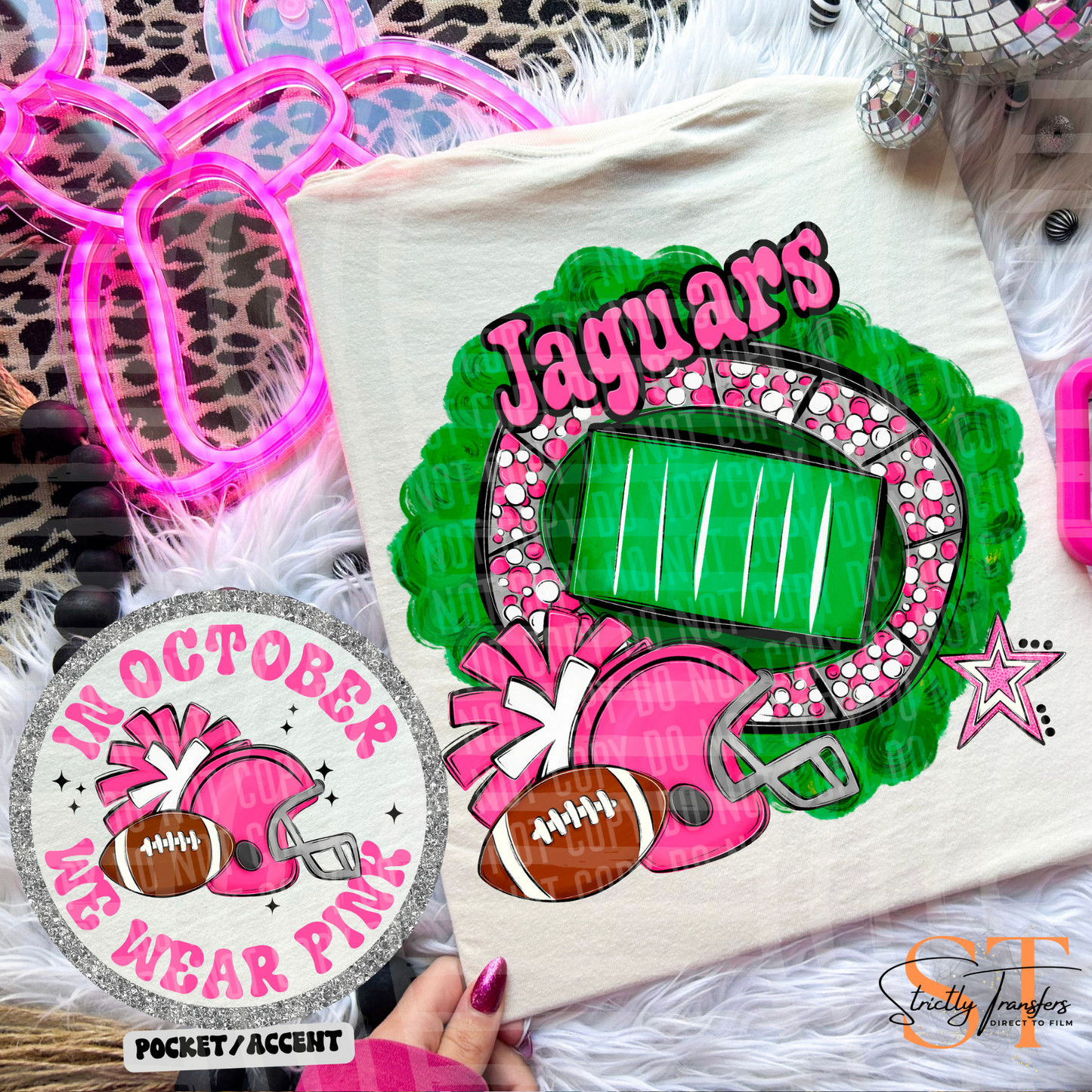 In October We Wear Pink Jaguars Direct to Film Transfers