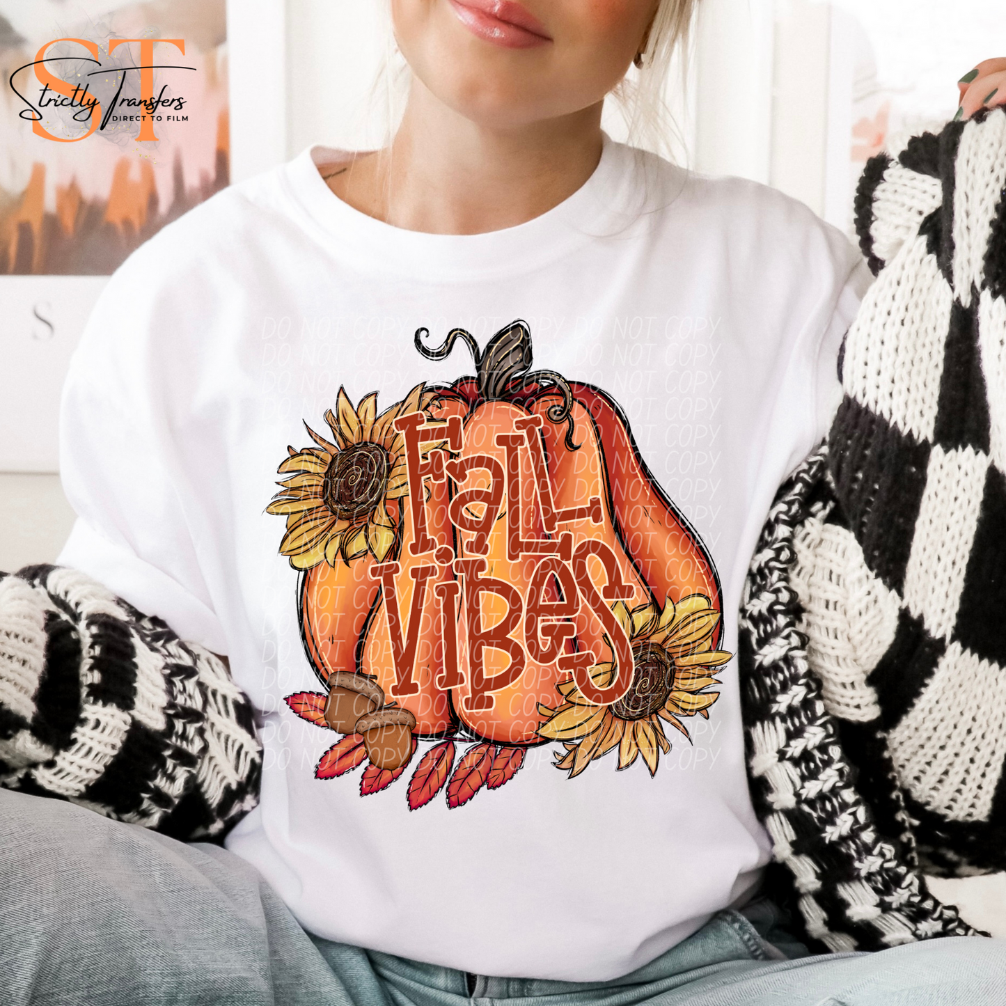 Fall Vibes Sunflower Pumpkin Direct to Film Transfers