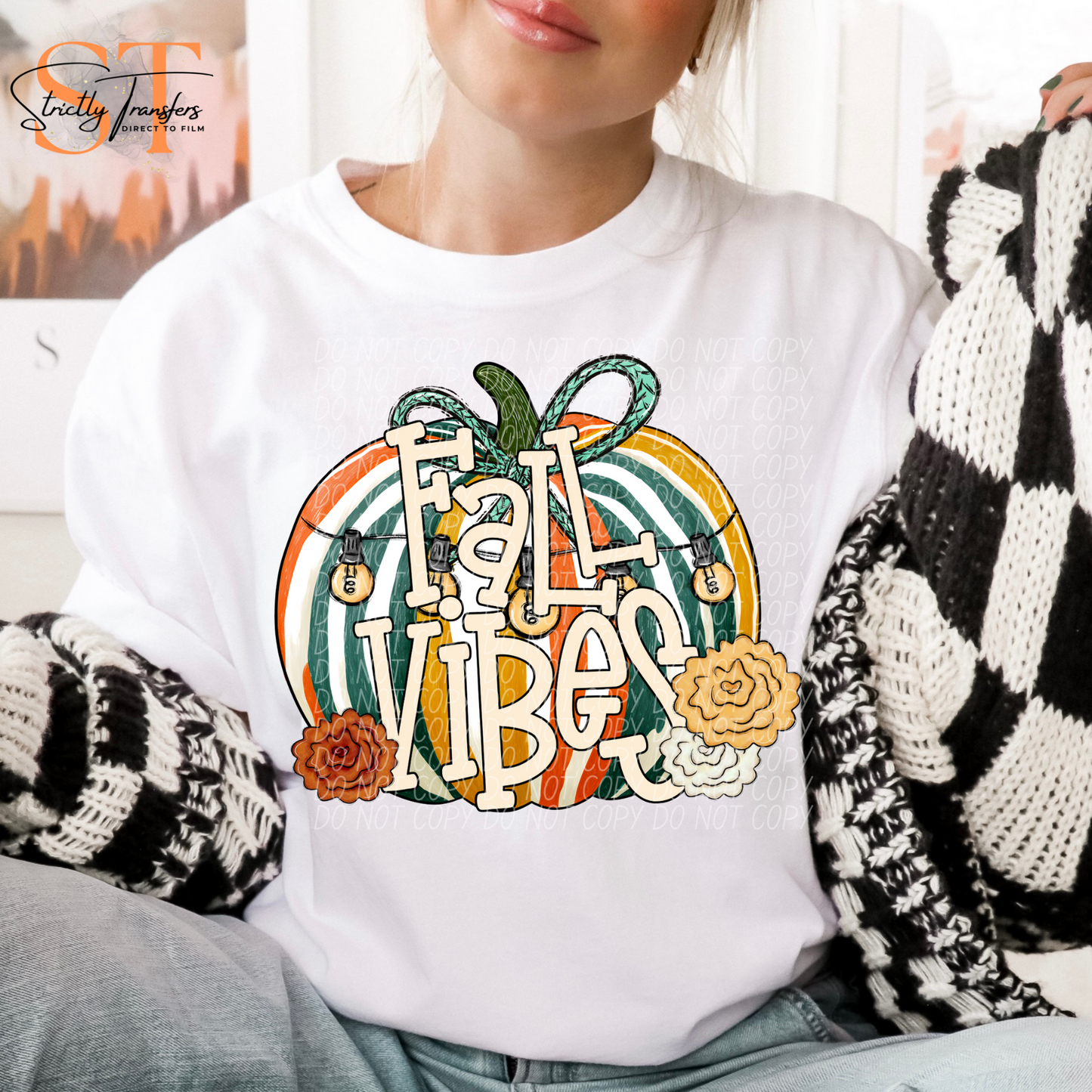 Fall Vibes Retro Pumpkin Direct to Film Transfers