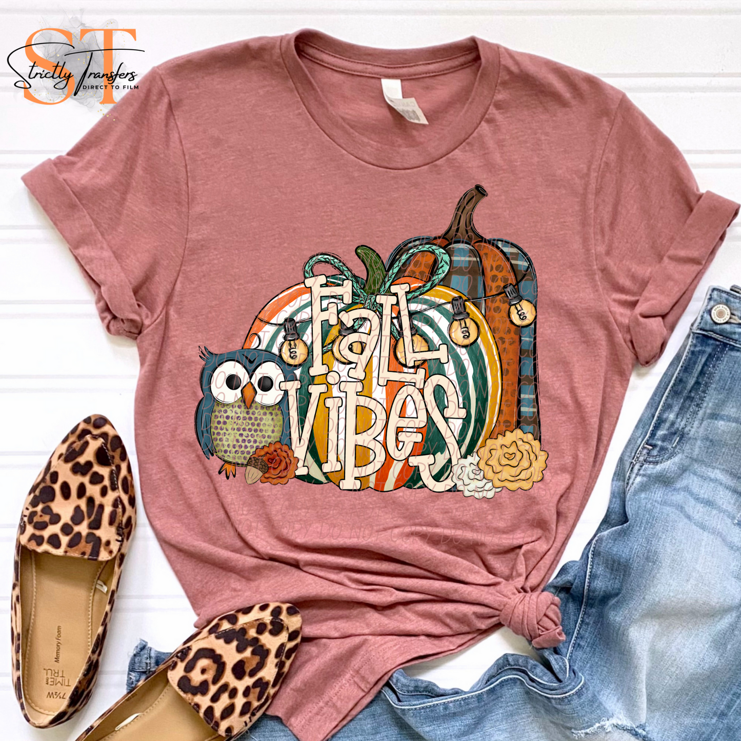 Fall Vibes Owl Pumpkin Direct to Film Transfers