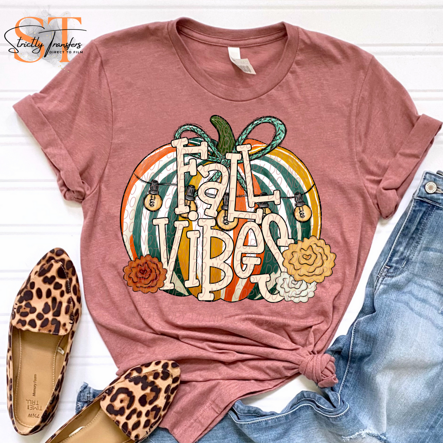 Fall Vibes Retro Pumpkin Direct to Film Transfers