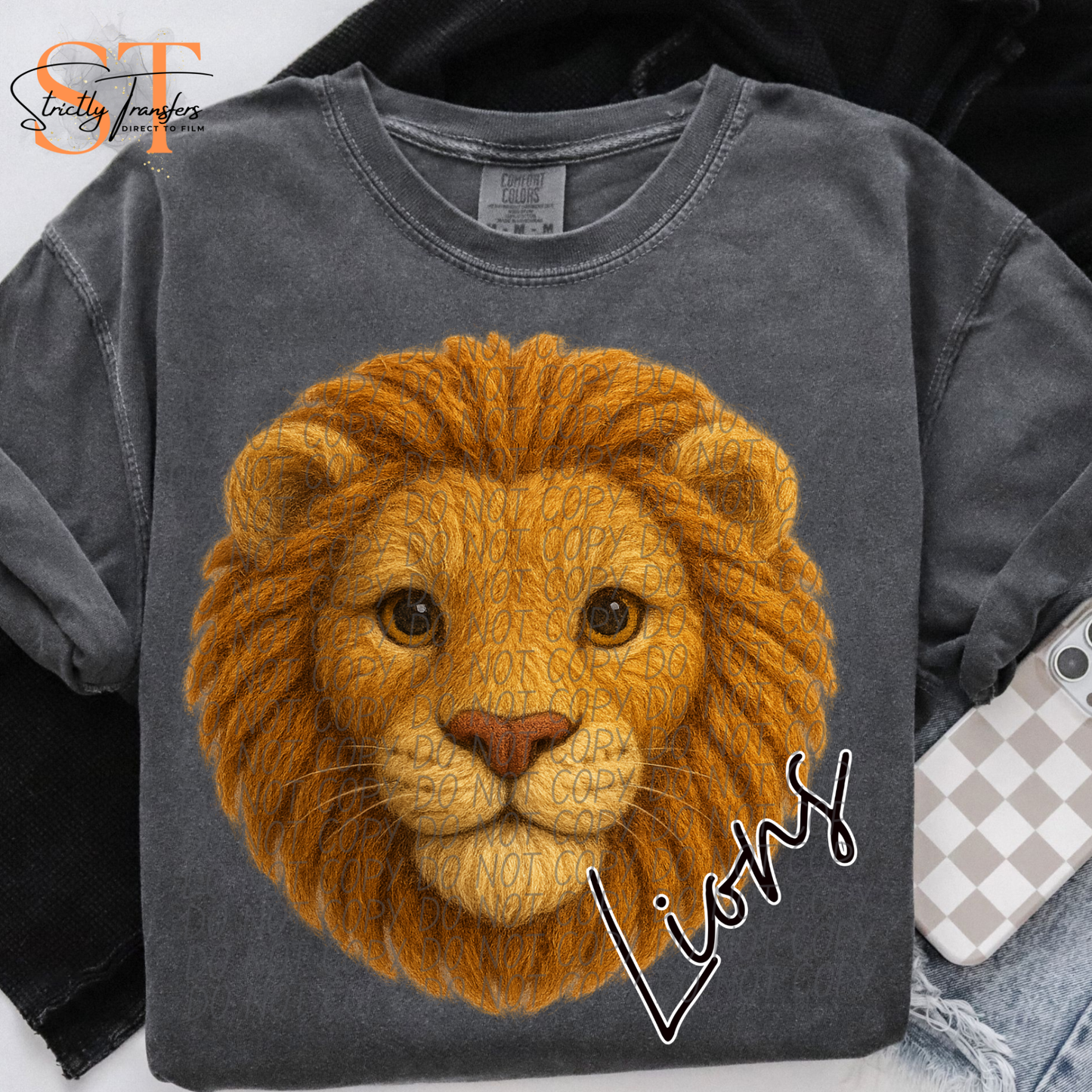 Lions Faux Yarn Direct to Film Transfers