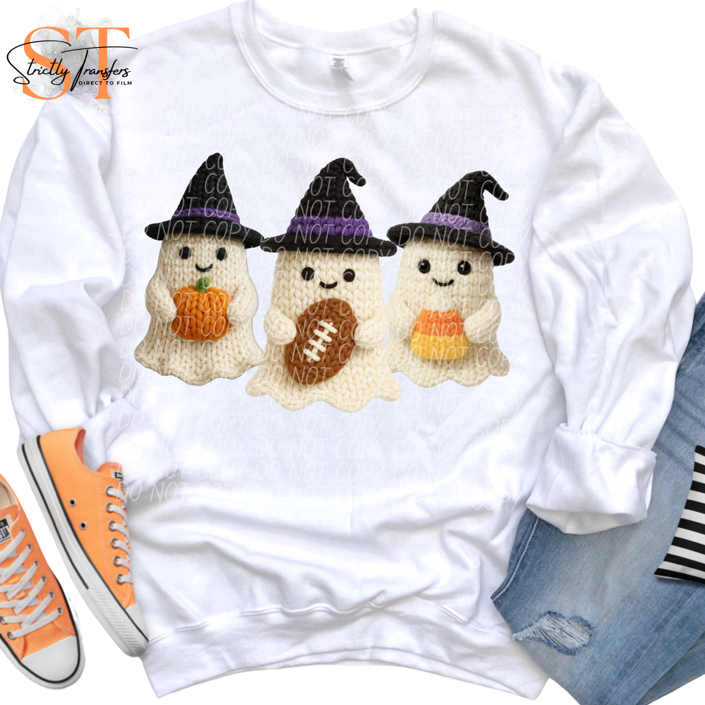 Ghost Football Faux Yarn Direct to Film Transfers