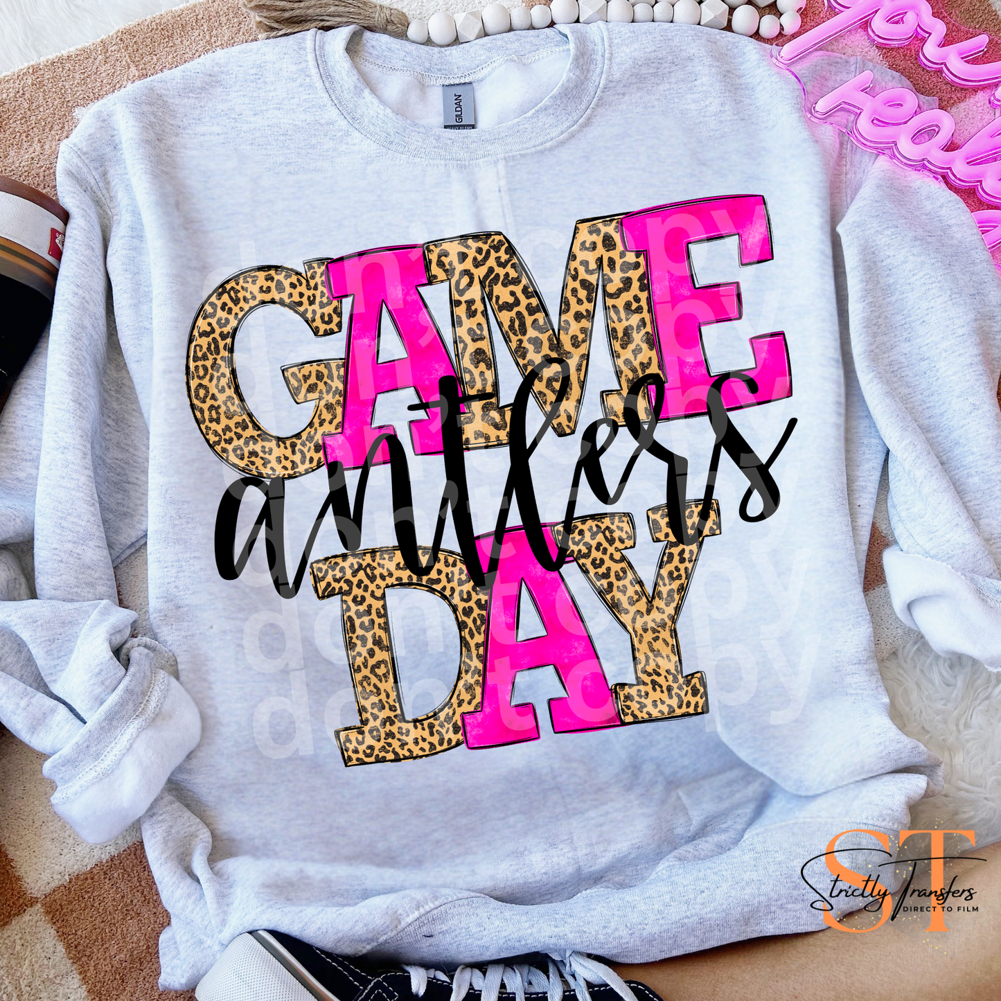 Leopard Pink Game Day Antlers Direct to Film Transfers