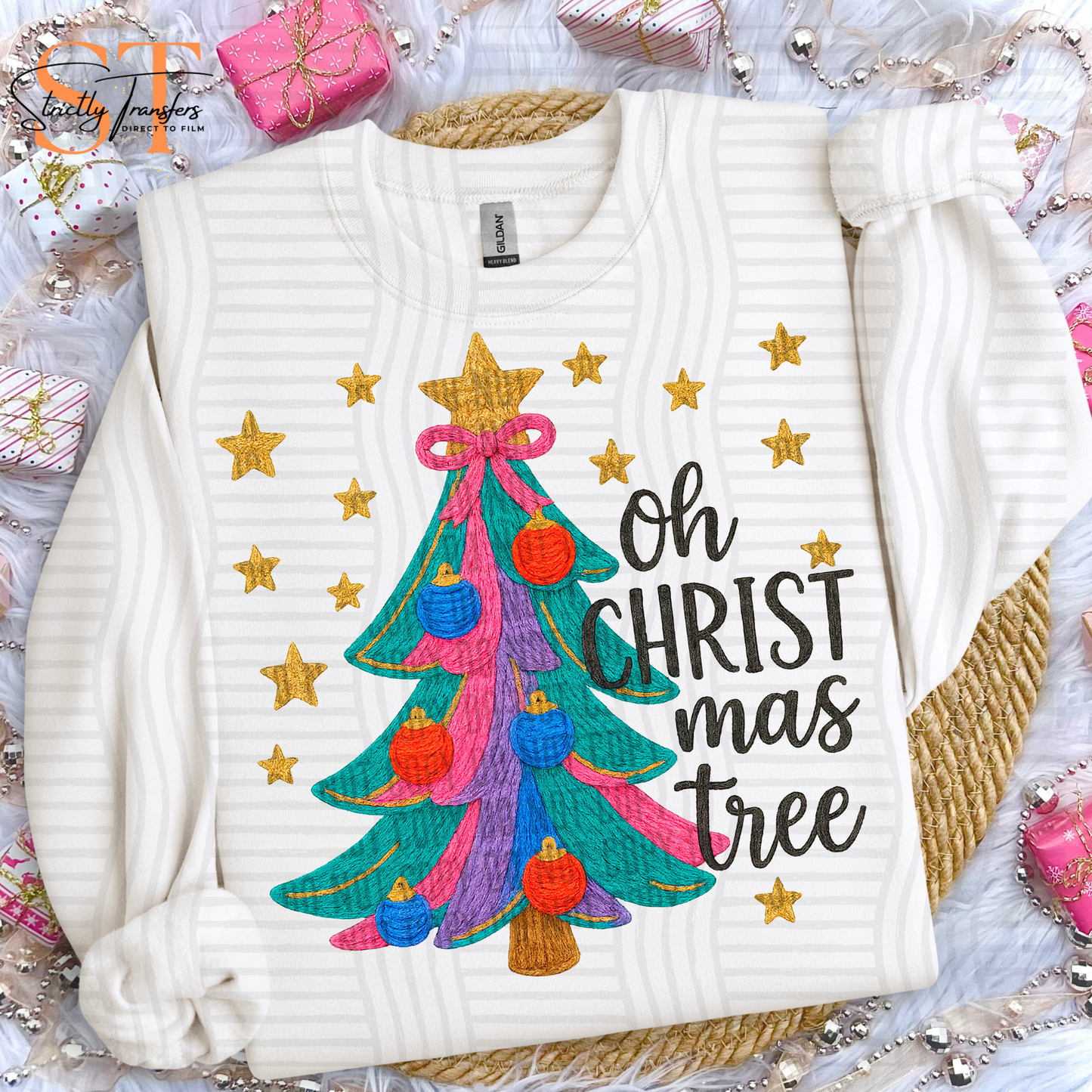 Oh Christmas Tree Faux Yarn Direct to Film Transfers