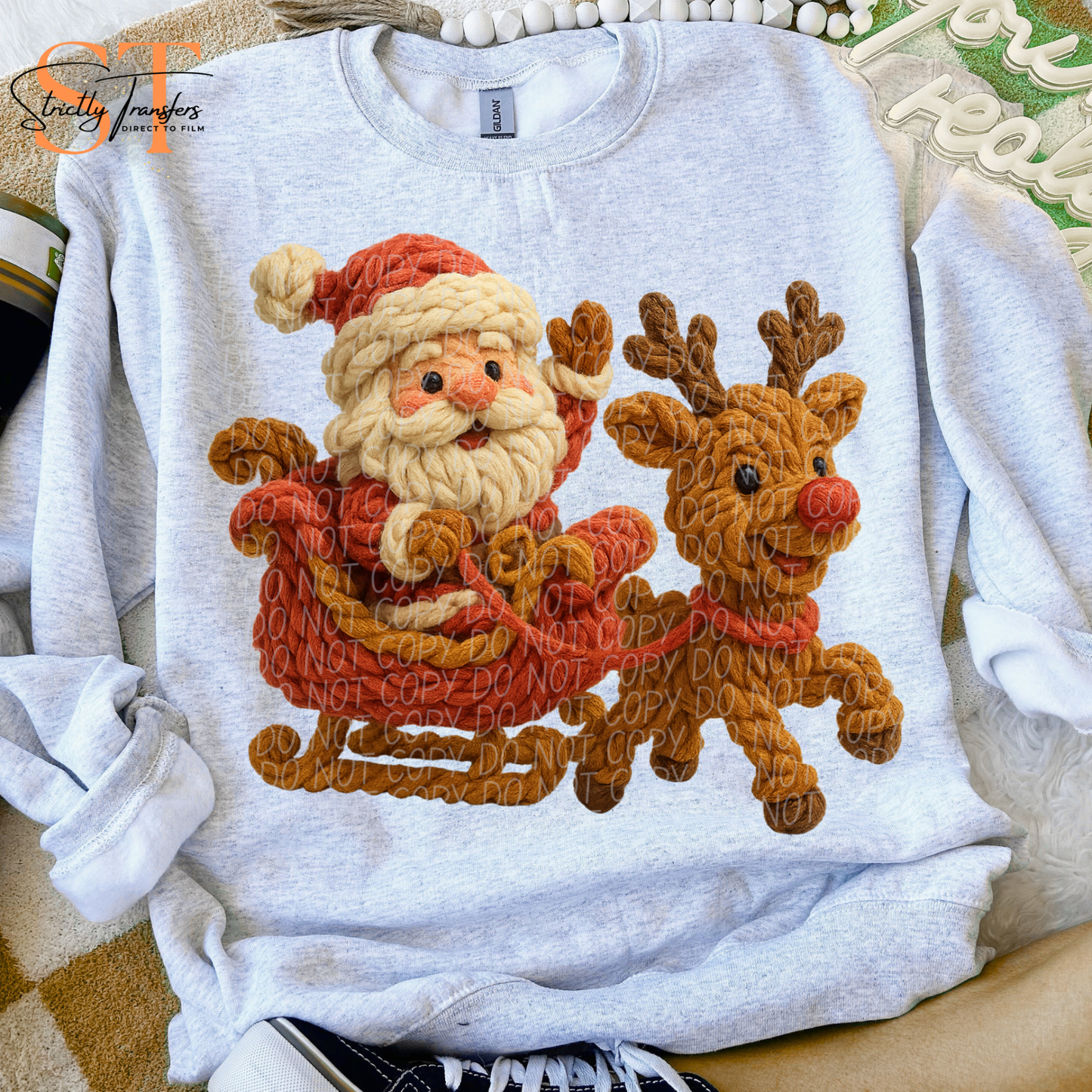 Santa & Rudolph Faux Yarn Direct to Film Transfers