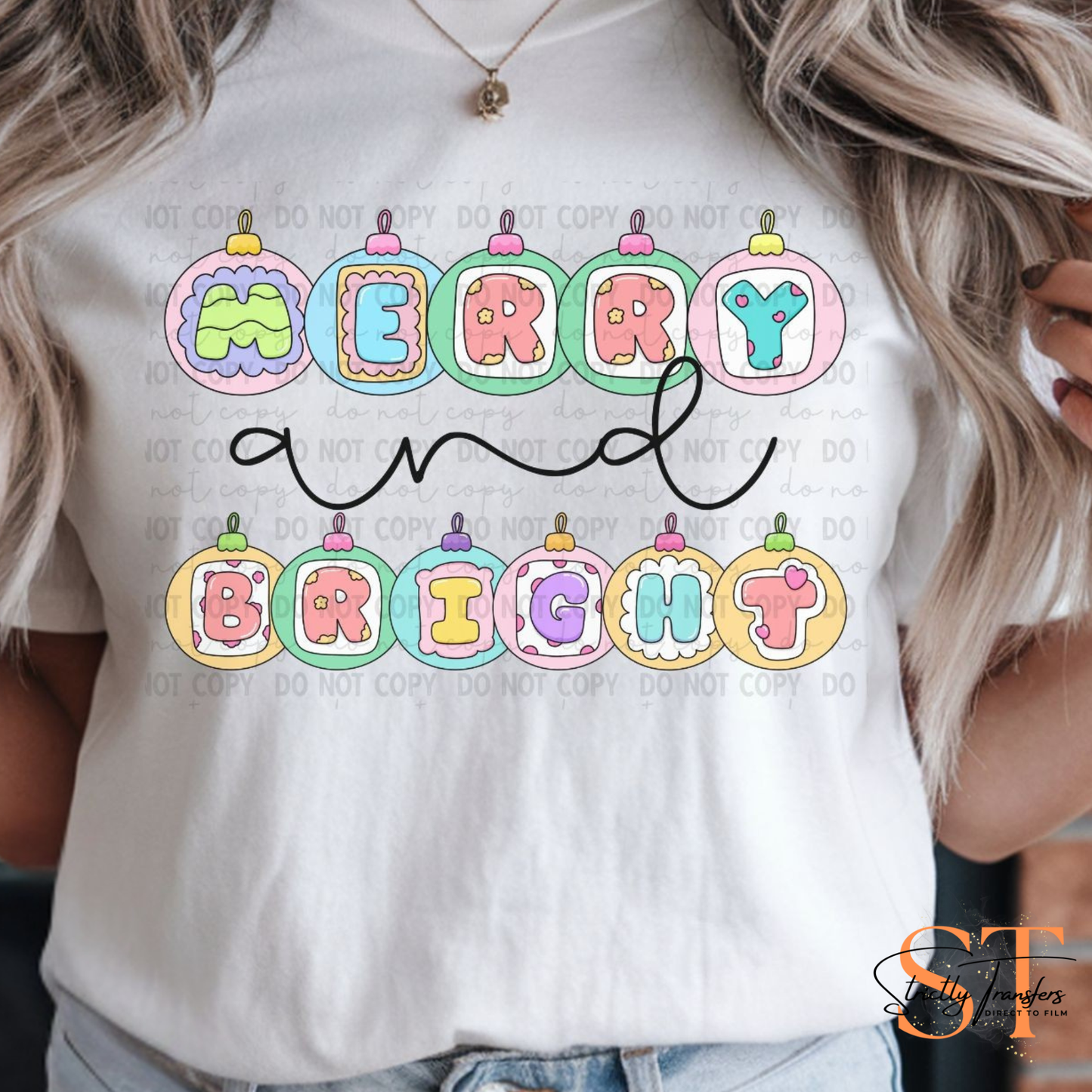 Merry and Bright Ornaments Direct to Film Transfers