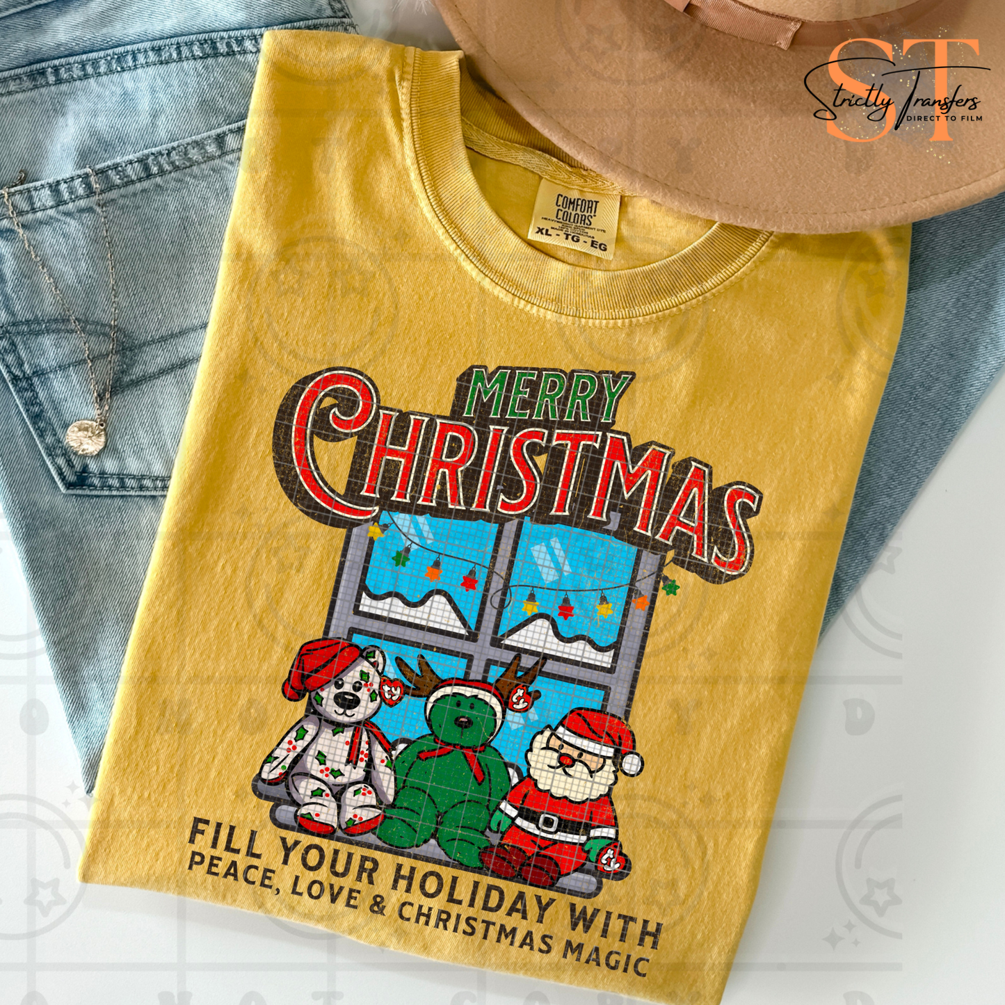 Fill your Holiday with Peace, Love, and Christmas Magic Direct to Film Transfers