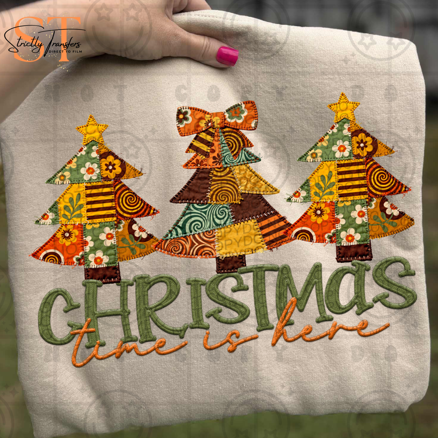 Christmas Time is Here Patchwork Direct to Film Transfers