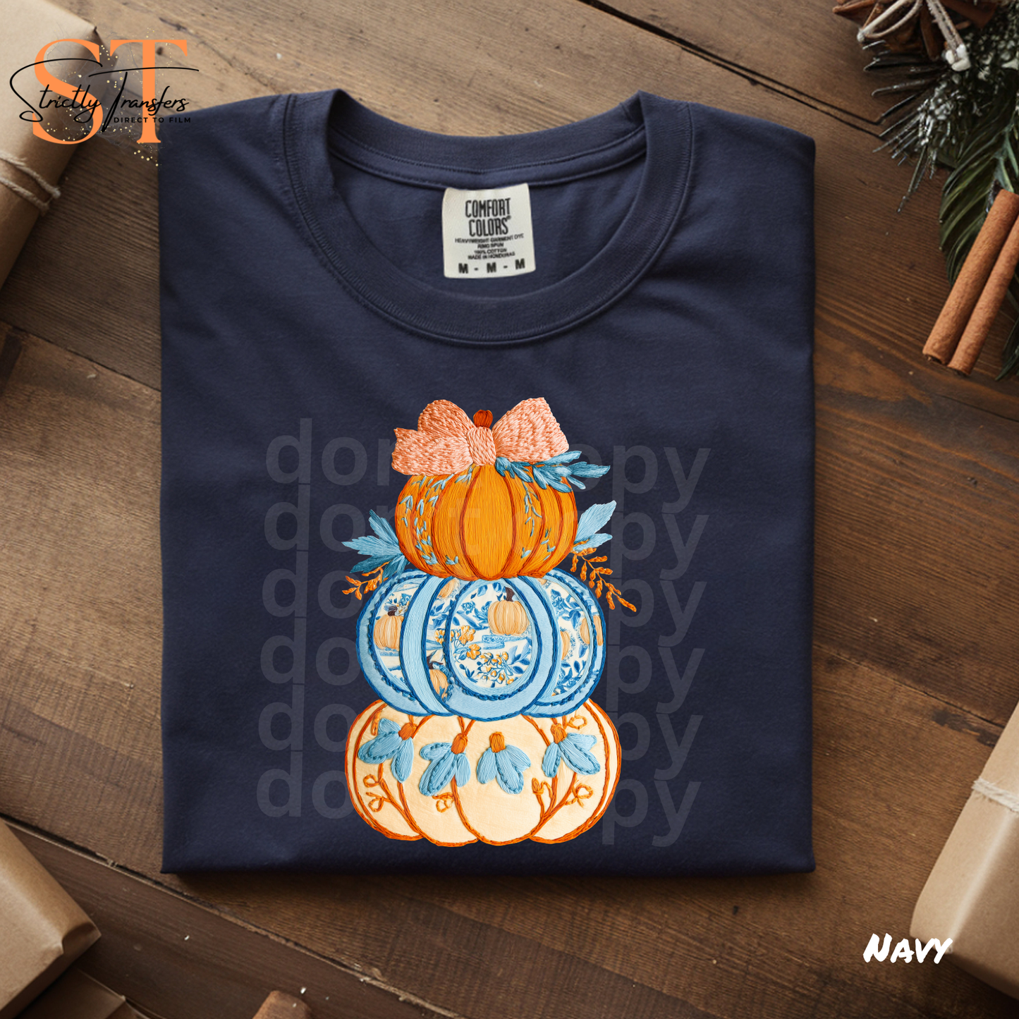 Stacked Blue Pumpkins Direct to Film Transfers