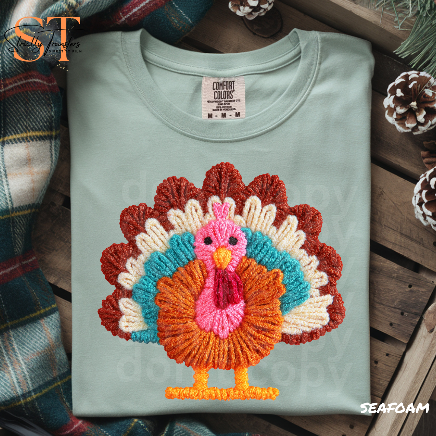 Faux Yarn Pink Turkey Direct to Film Transfers