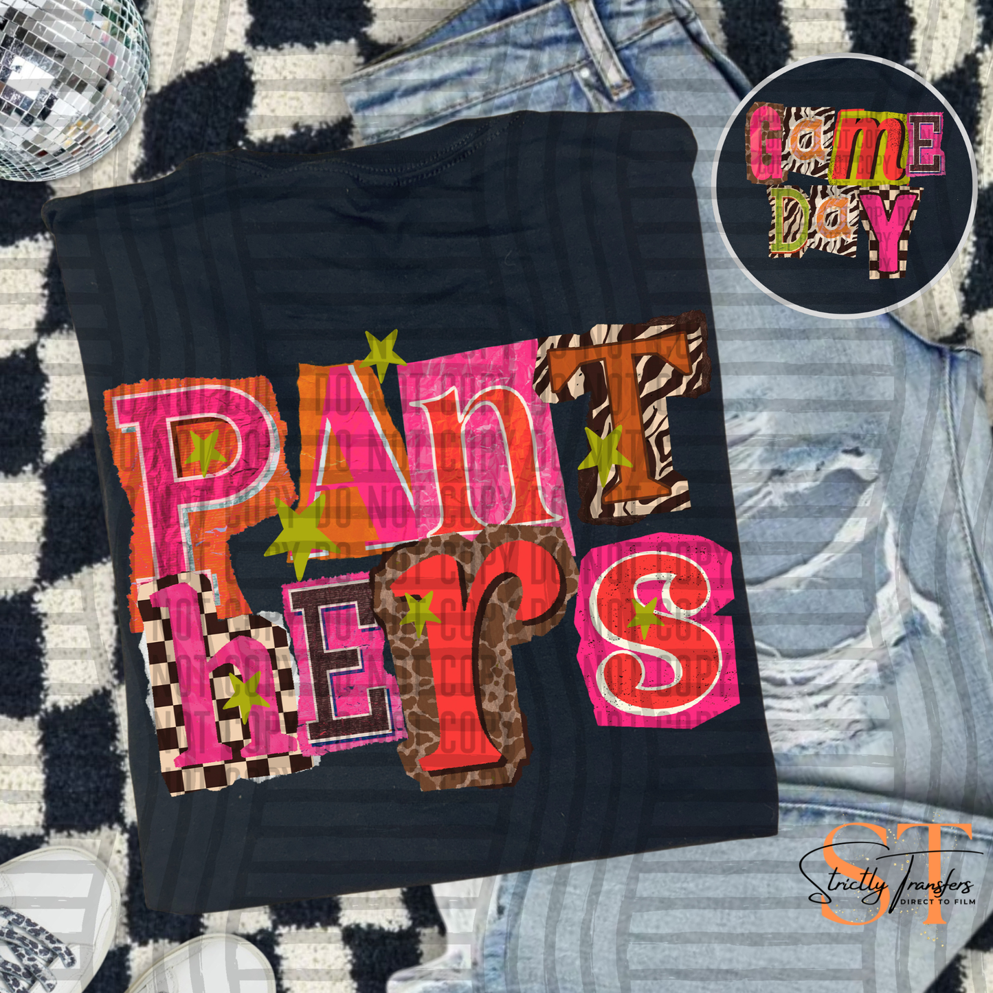 Panthers Magazine Letters - pocket design included Direct to Film Transfers