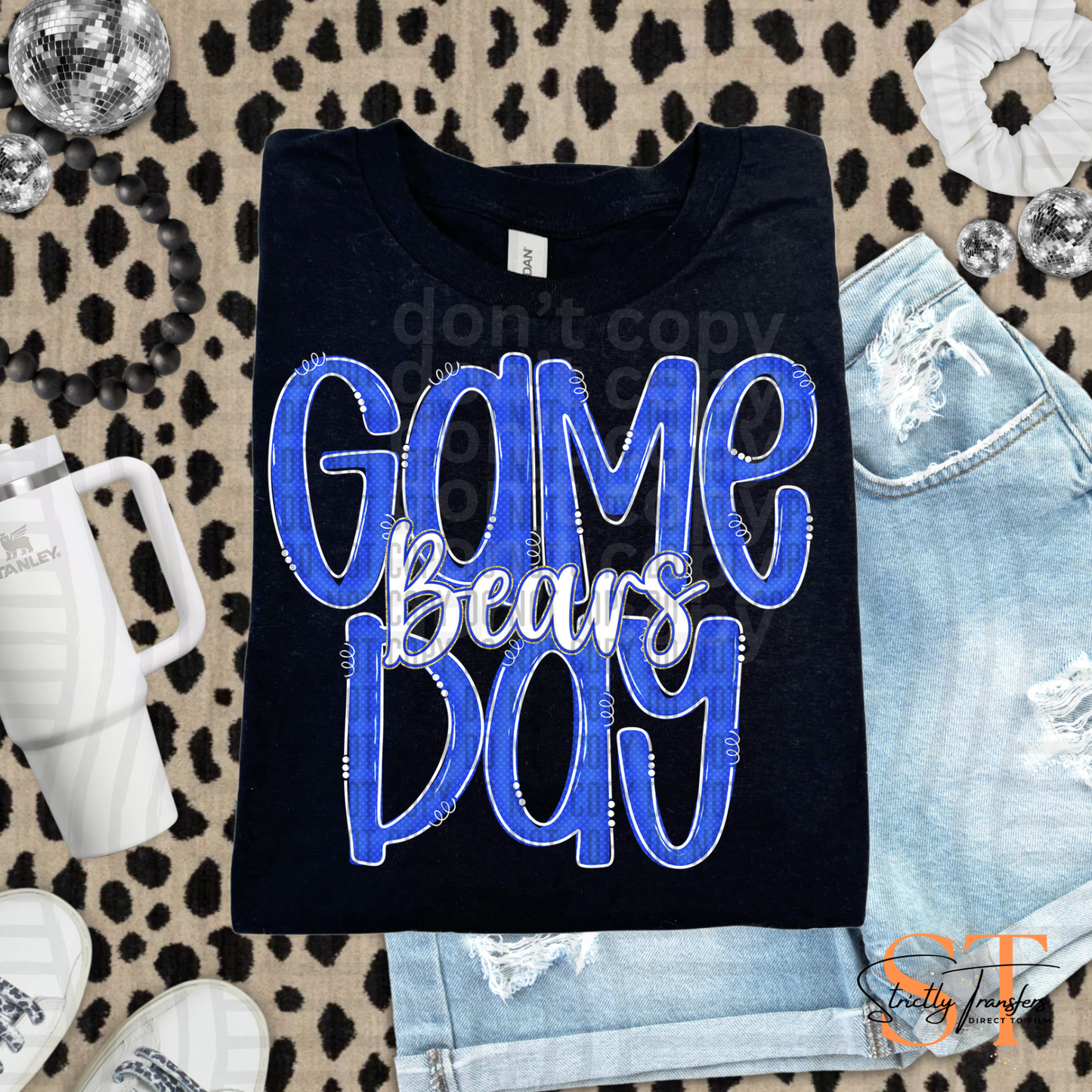 Bears Blue Game Day Doodle Direct to Film Transfers