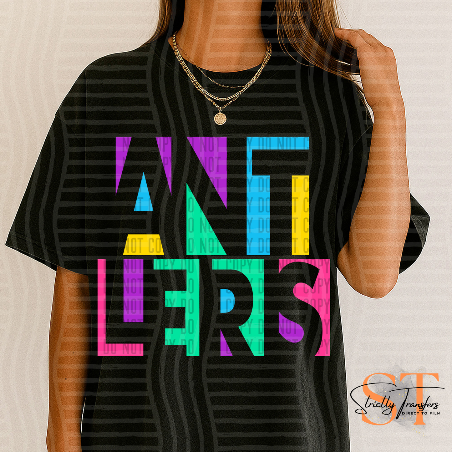 Antlers Neon Cut Out Direct to Film Transfers