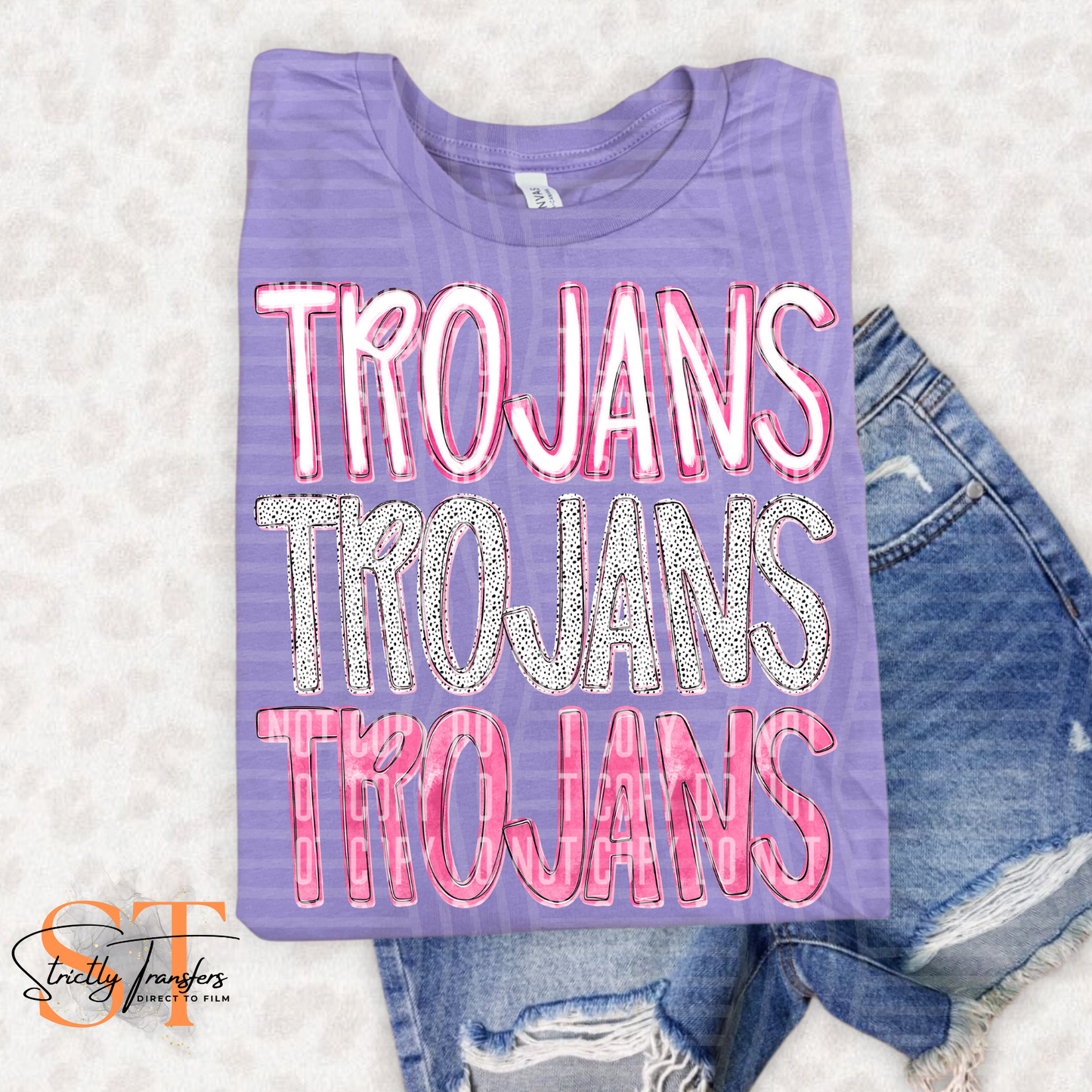 Trojans Heartpop Stacked Direct to Film Transfers