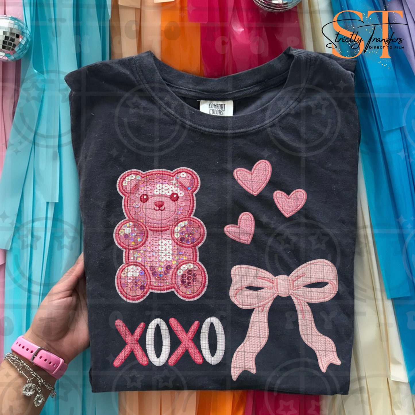 XOXO Pink Gummy Bear Collage Direct to Film Transfers