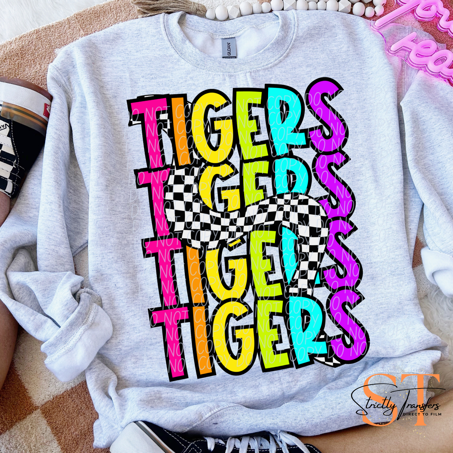 Tigers 80s Stacked Direct to Film Transfers