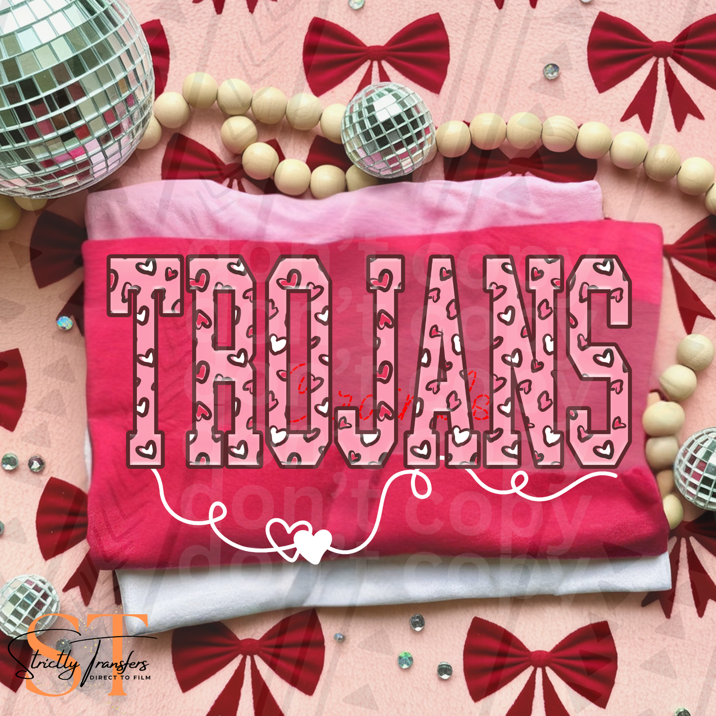 Trojans Pink Hearts Direct to Film Transfers