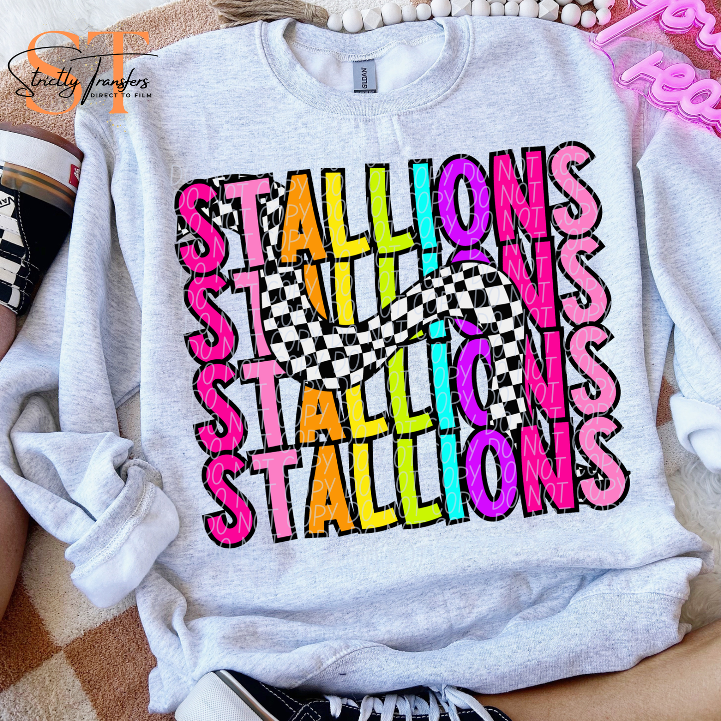 Stallions 80s Stacked Direct to Film Transfers