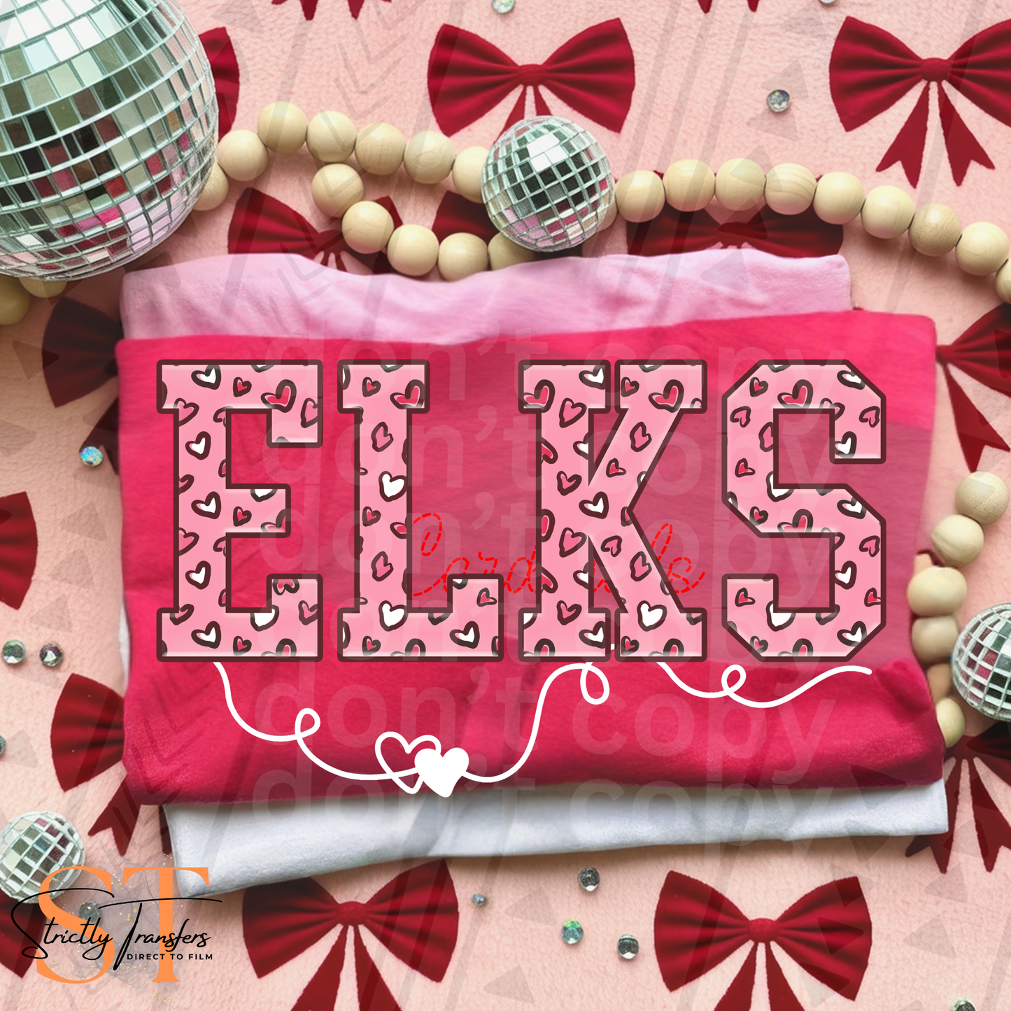 Elks Pink Hearts Direct to Film Transfers