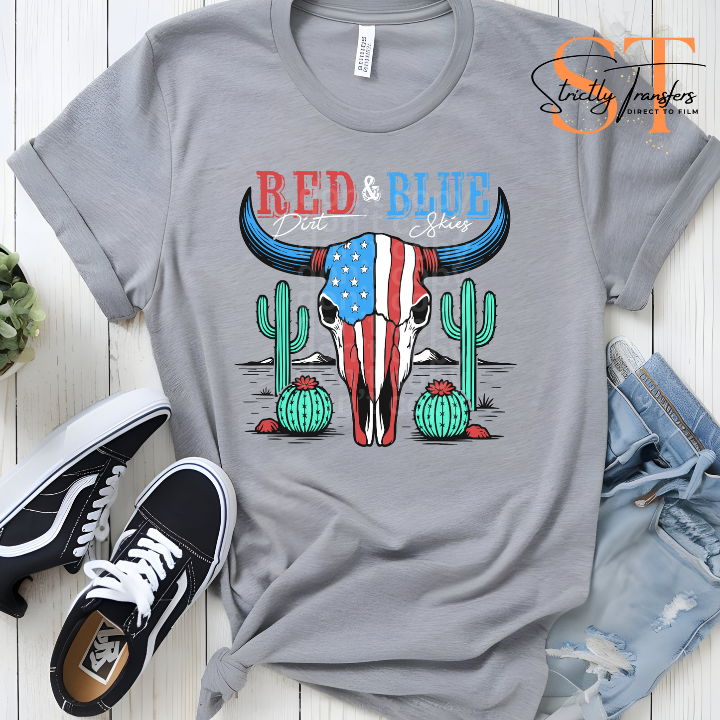 Red Dirt & Blue Skies - 2 options Direct to Film Transfers