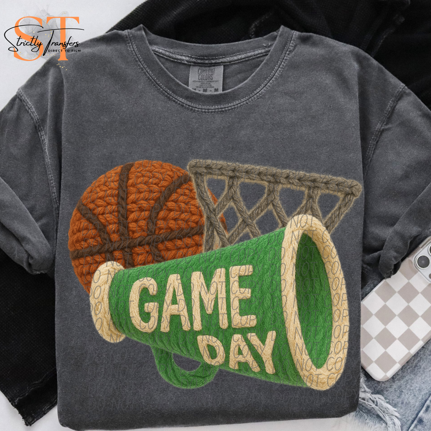 Game Day Basketball Megaphone Faux Yarn - 9 colors Direct to Film Transfers