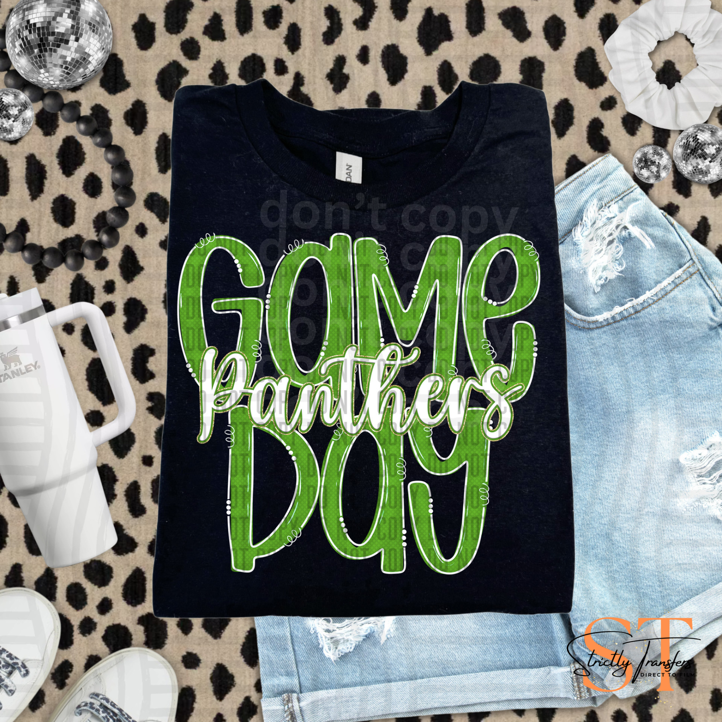 Panthers Game Day Doodle - 2 colors Direct to Film Transfers