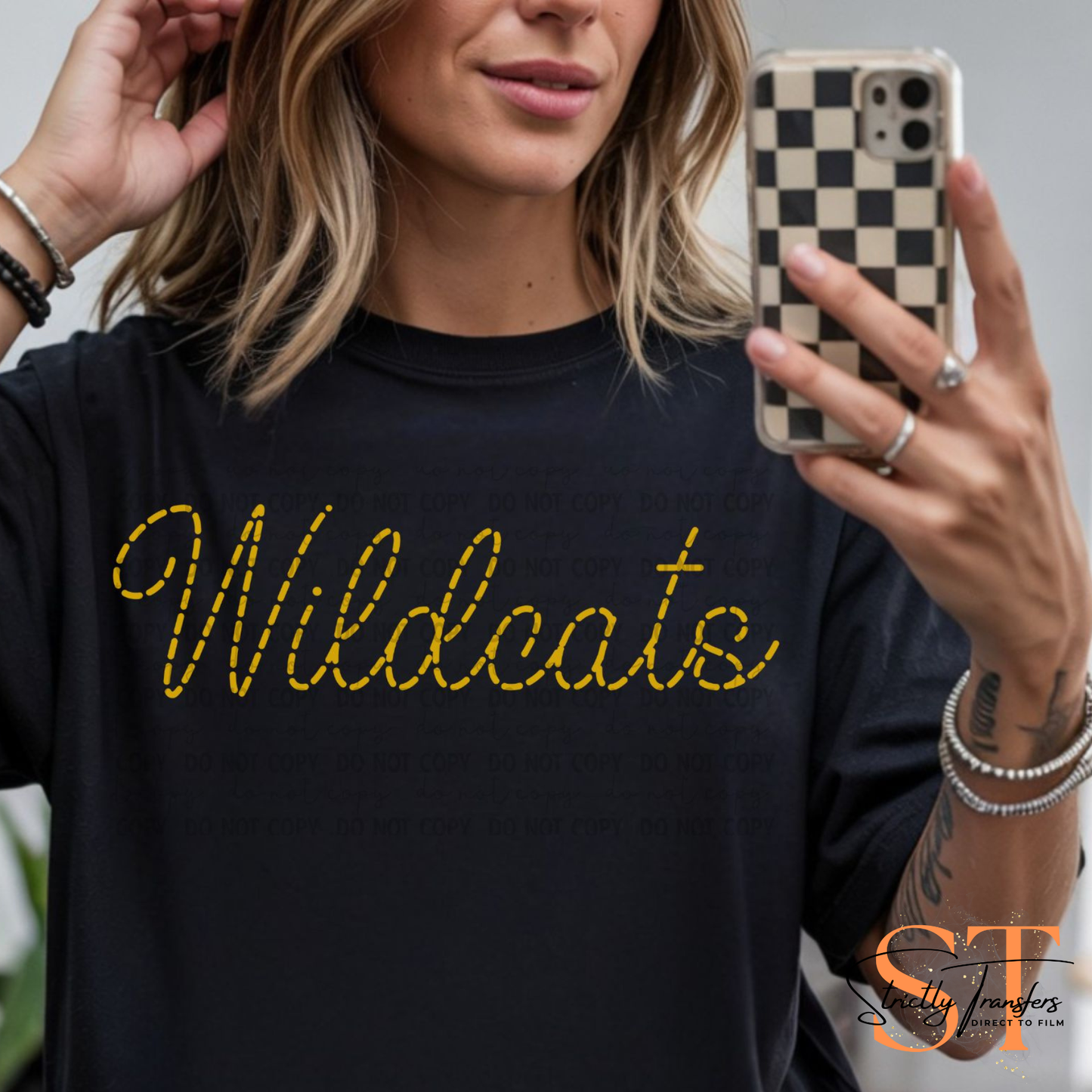 Wildcats Faux Stitched Direct to Film Transfers