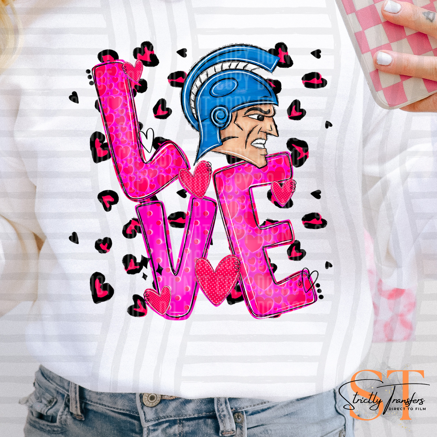 Trojans Love Mascot Direct to Film Transfers