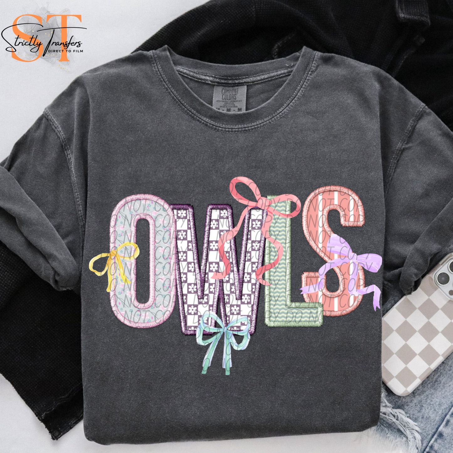 Spring Bows Owls Direct to Film Transfers