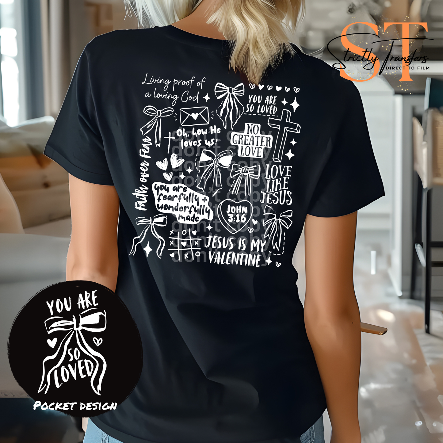 Christian Valentine Collage - pocket detail included Direct to Film Transfers