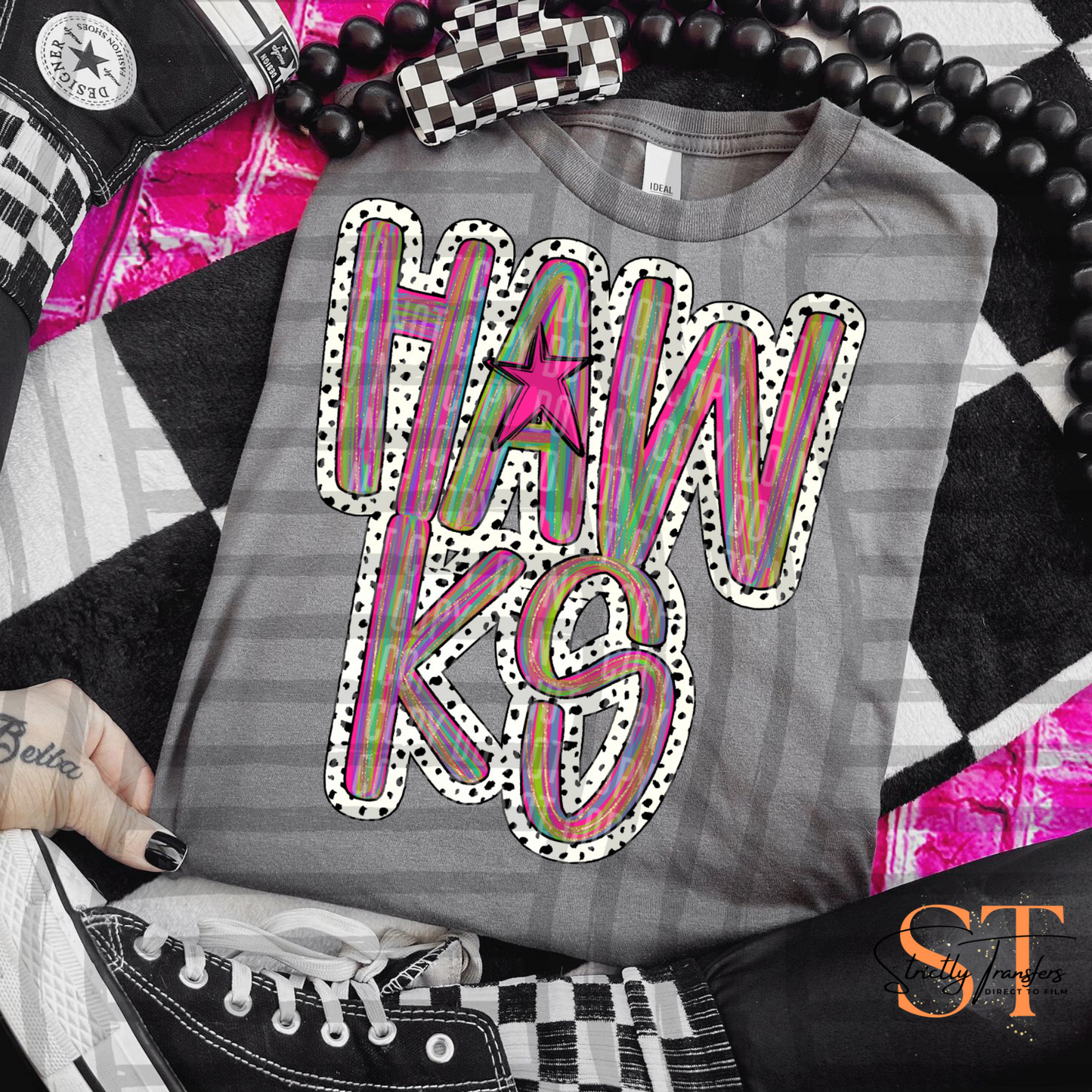 Hawks Brushstroke Dots Direct to Film Transfers