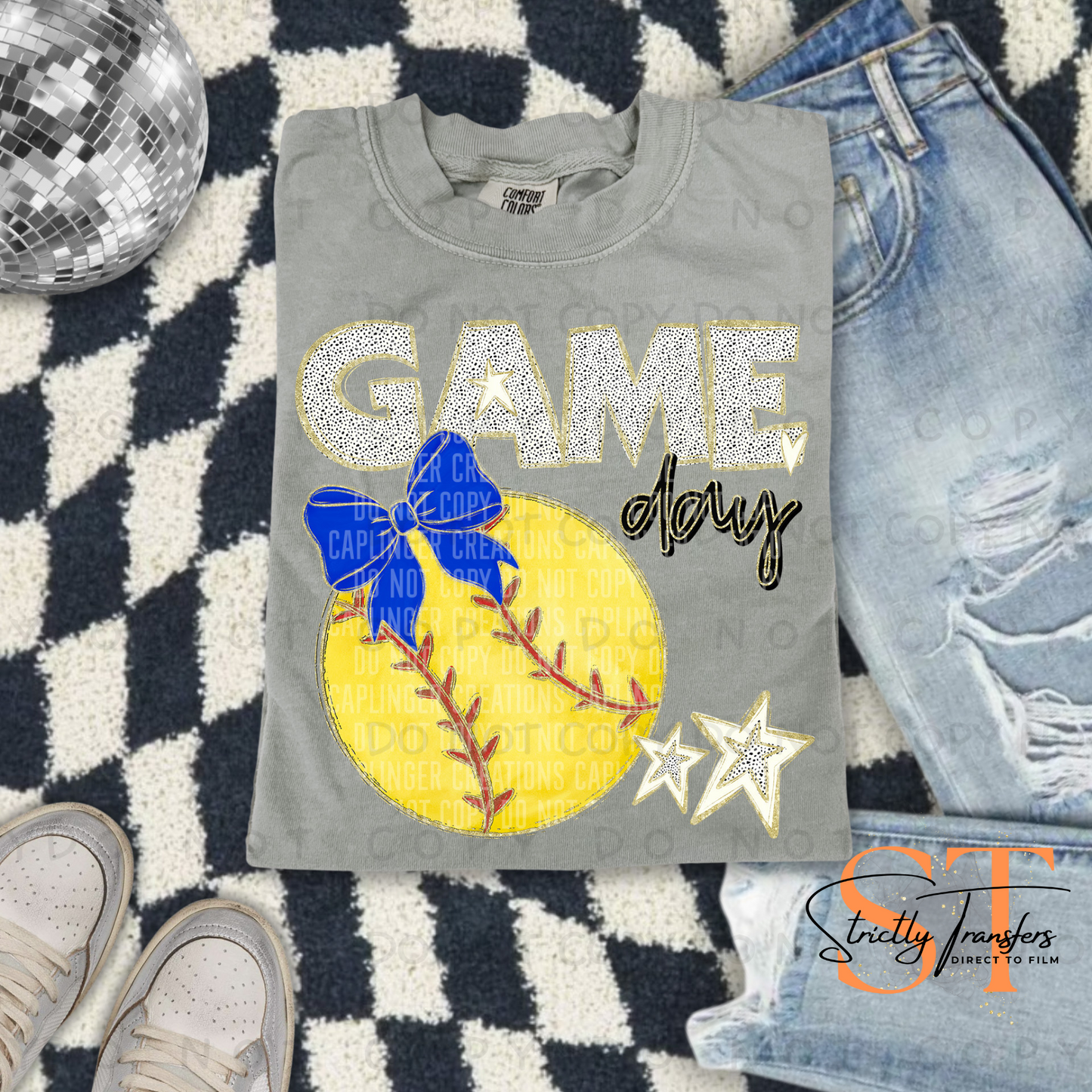 Game Day Softball- multiple color options Direct to Film Transfers
