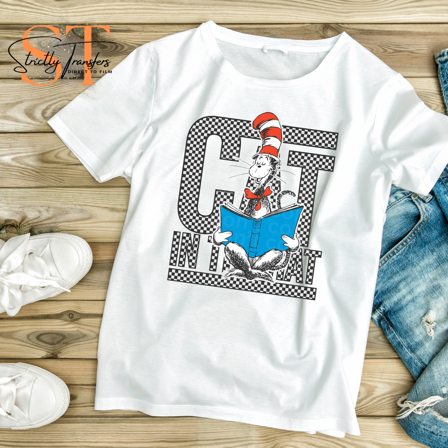 Cat in the Hat Checkered Direct to Film Transfers