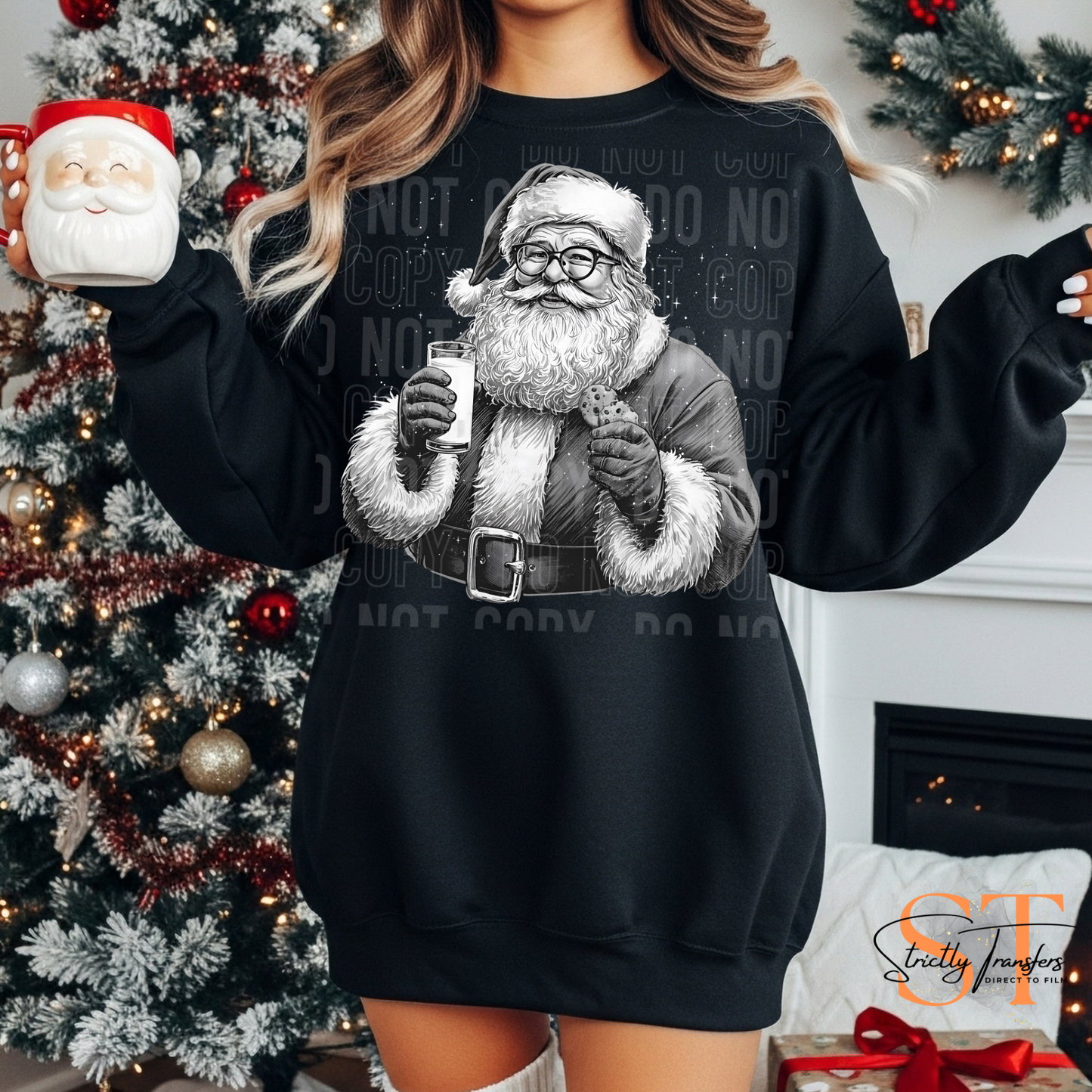 Santa with Milk & Cookies Direct to Film Transfers