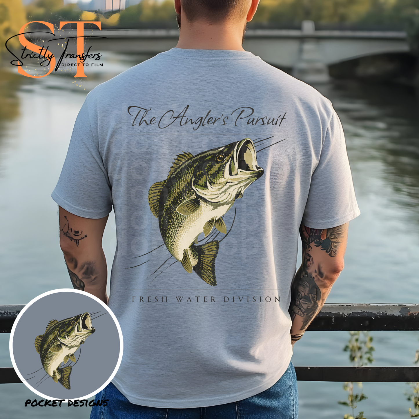 The Angler Pursuit - pocket detail included Direct to Film Transfers