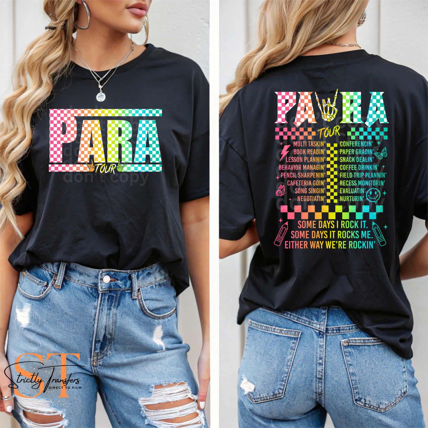 Para - FRONT ONLY Direct to Film Transfers