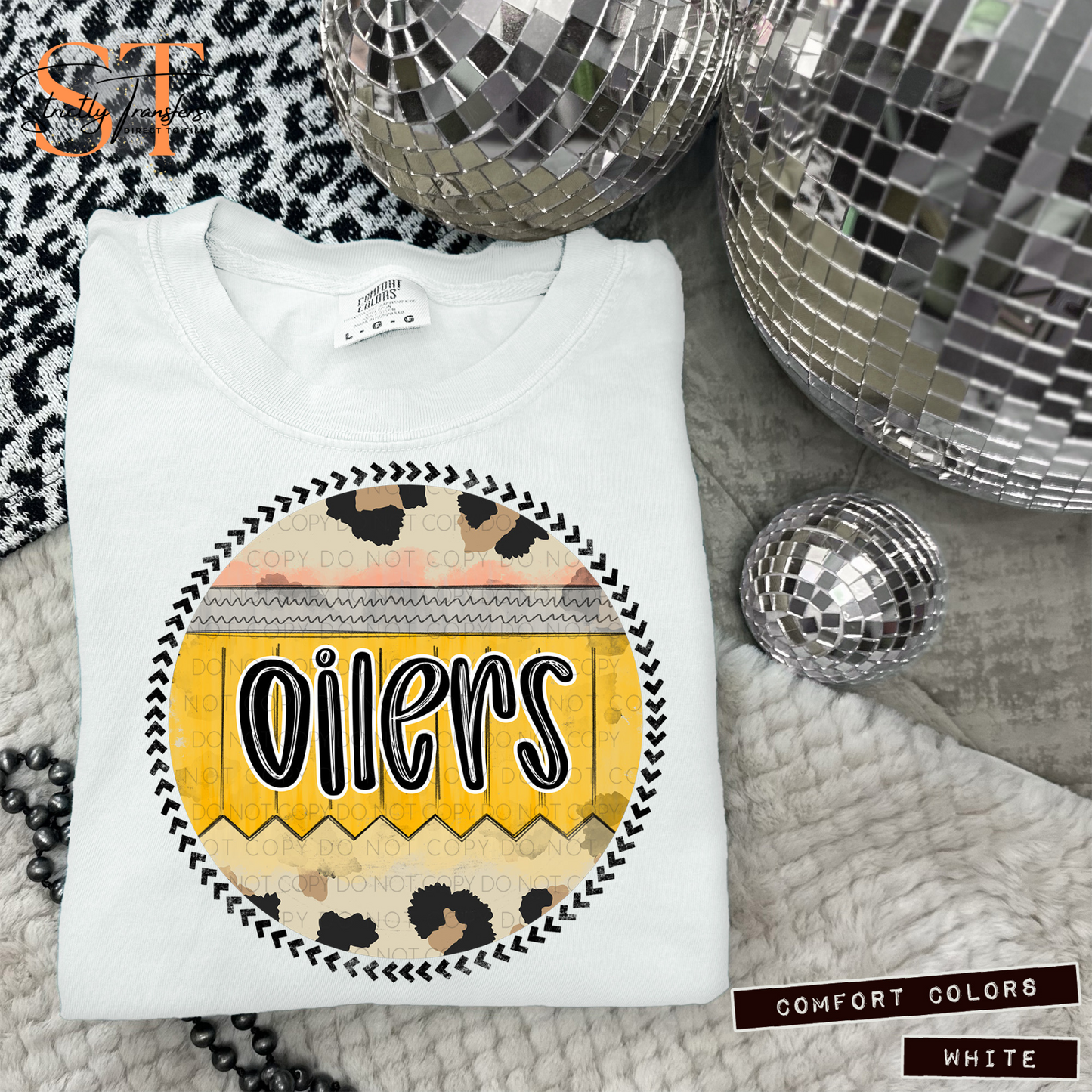 Oilers Pencil Circle Direct to Film Transfers