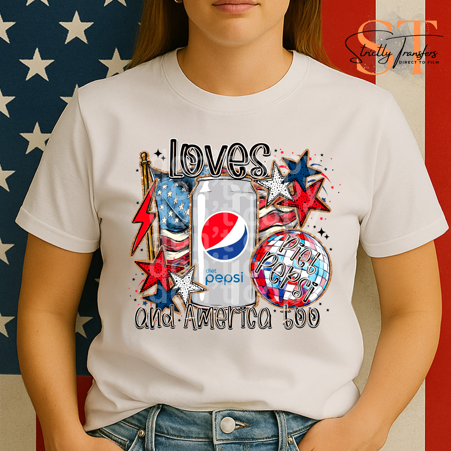 She Loves Soda and America Too - 6 options Direct to Film Transfers