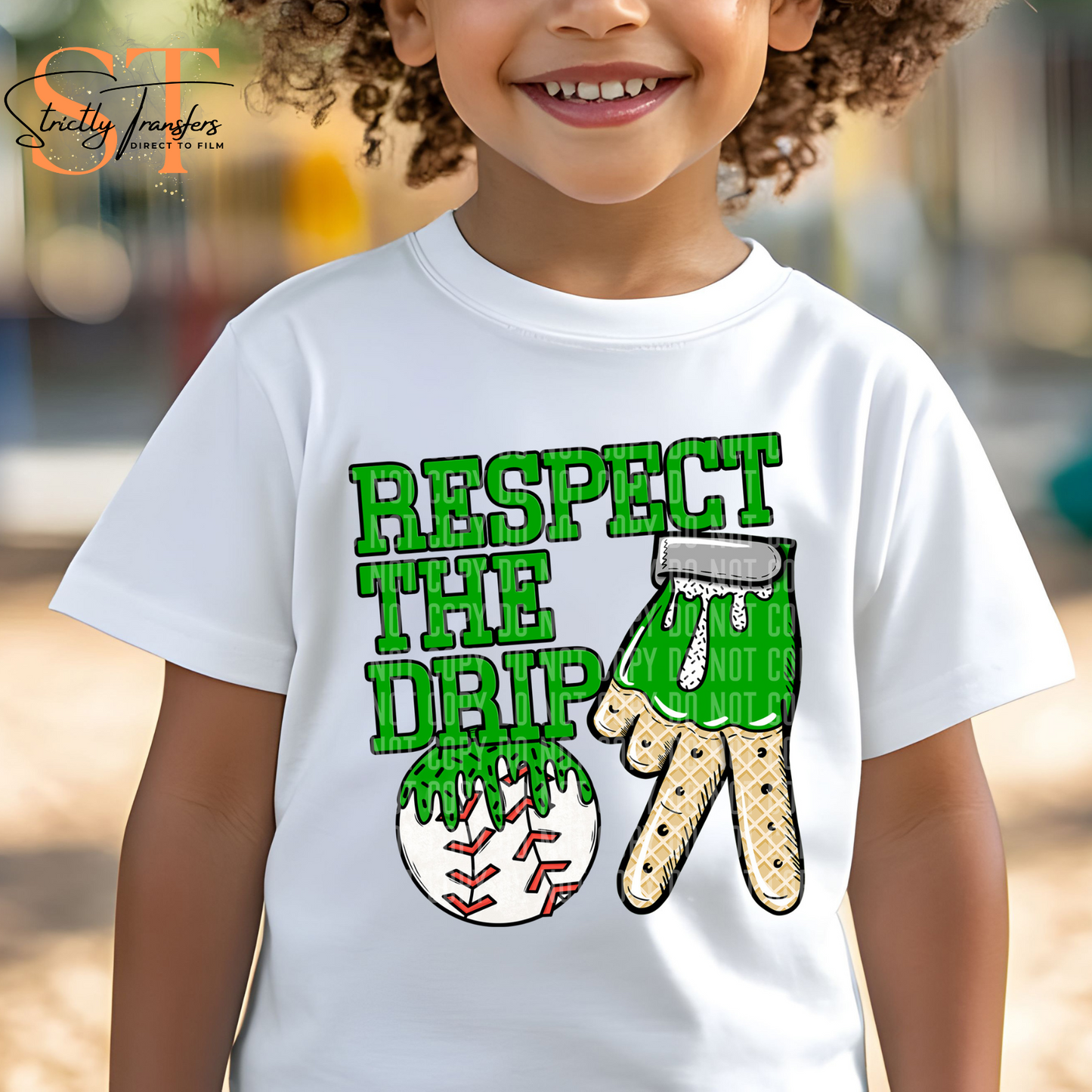Respect the Drip Baseball Glove - 10 Color options Direct to Film Transfers