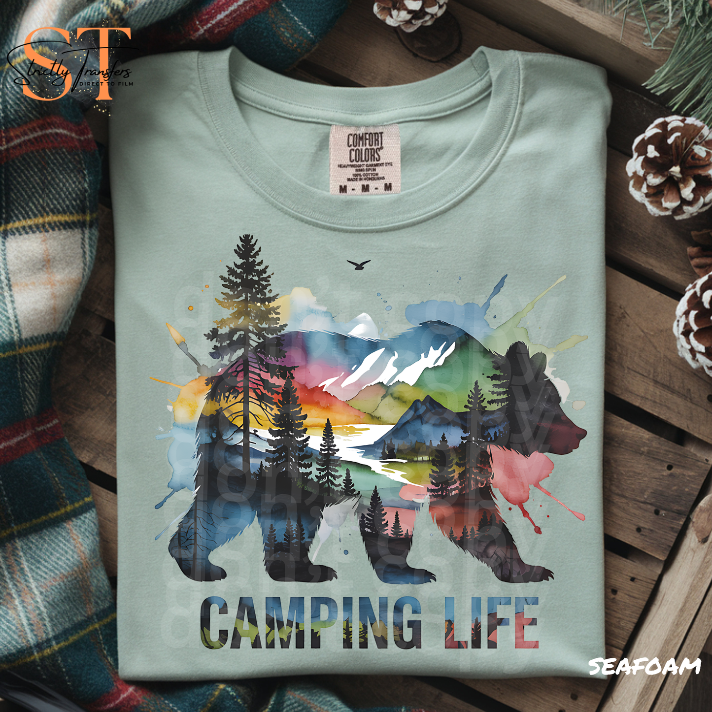 Camping Life Bear Direct to Film Transfers
