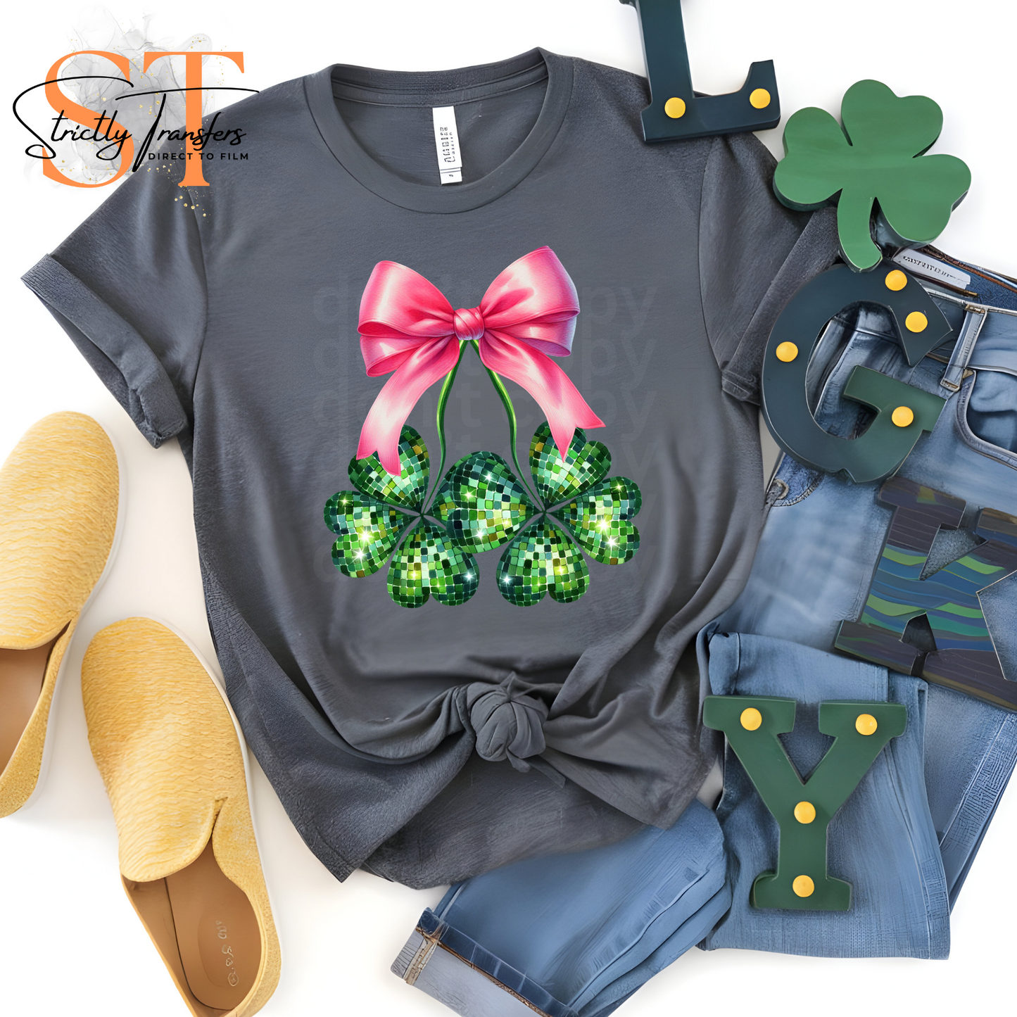 Shamrocks Coquette Bow Direct to Film Transfers