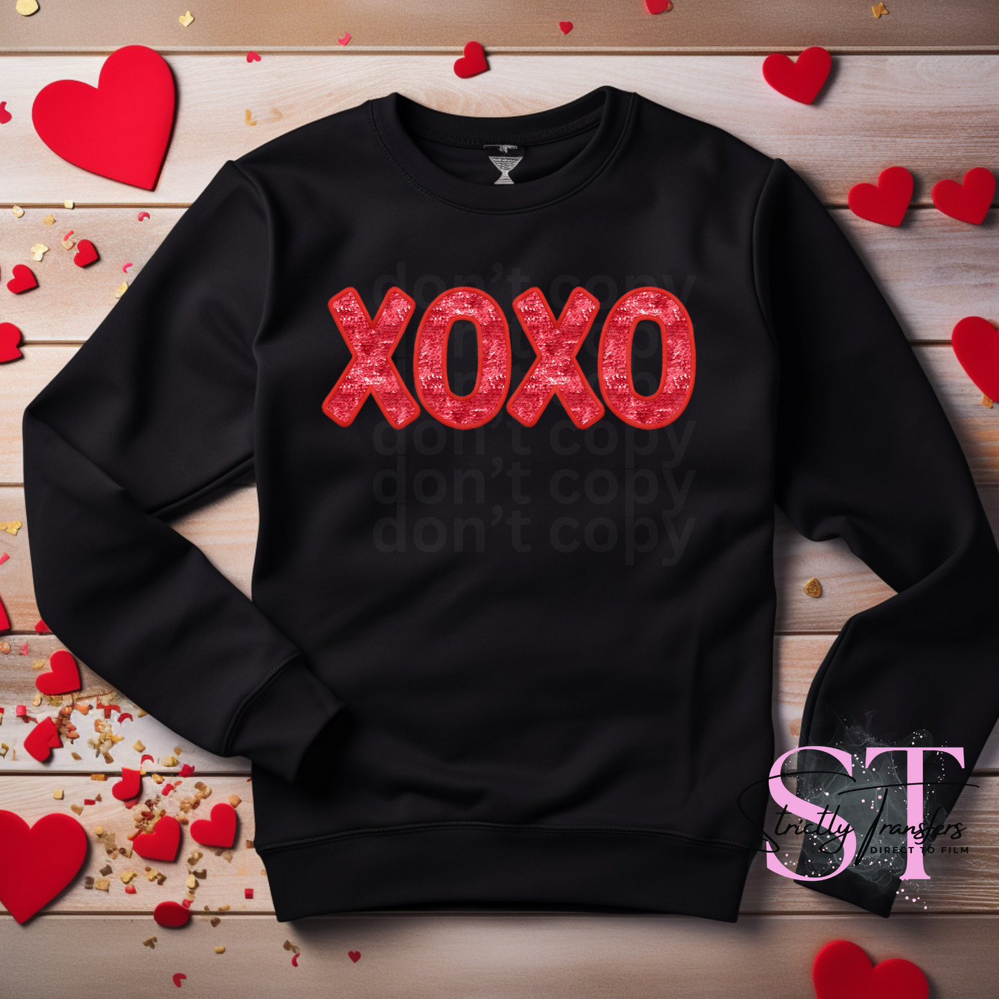 Red Sequin XOXO Direct to Film Transfers
