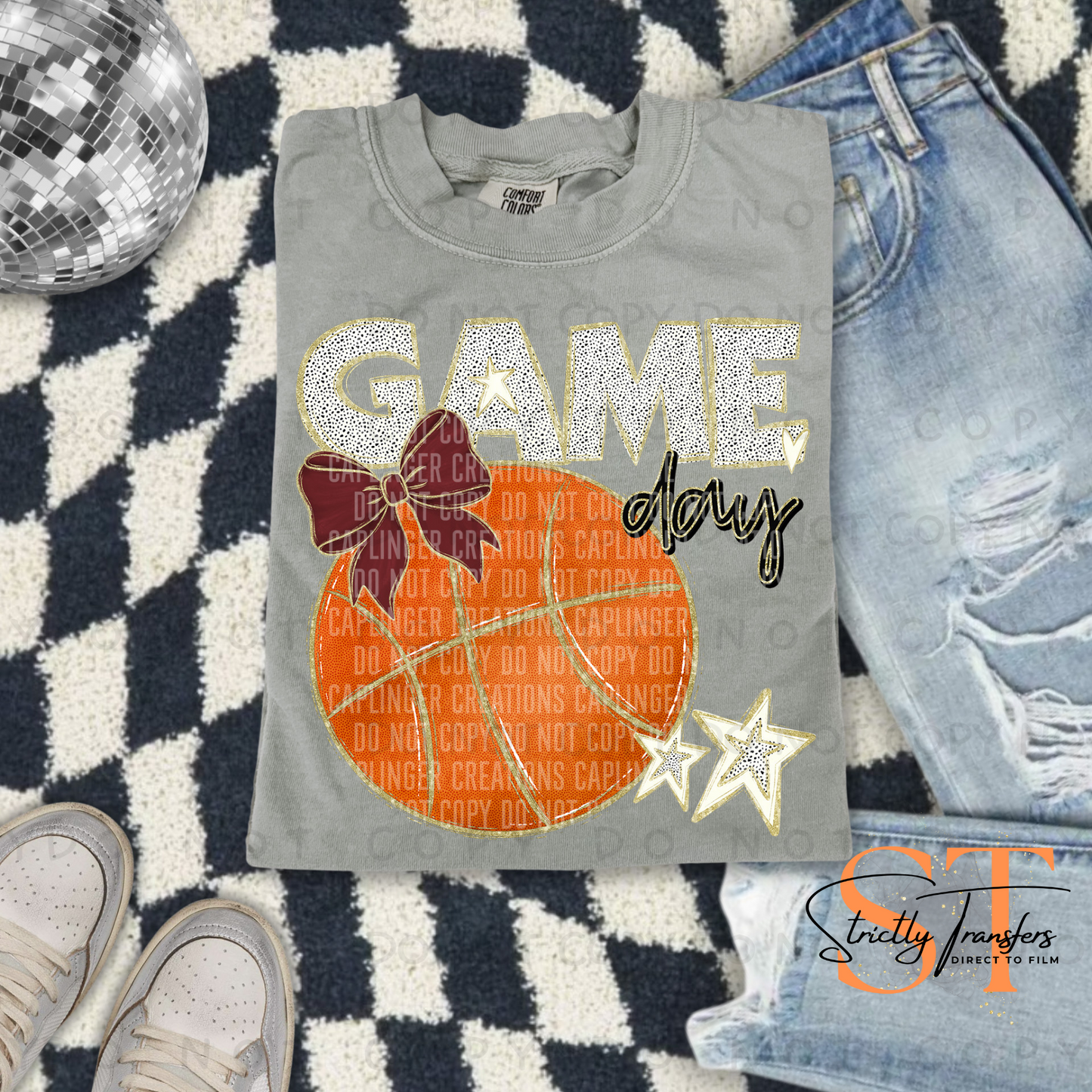 Game Day Basketball- multiple color options Direct to Film Transfers