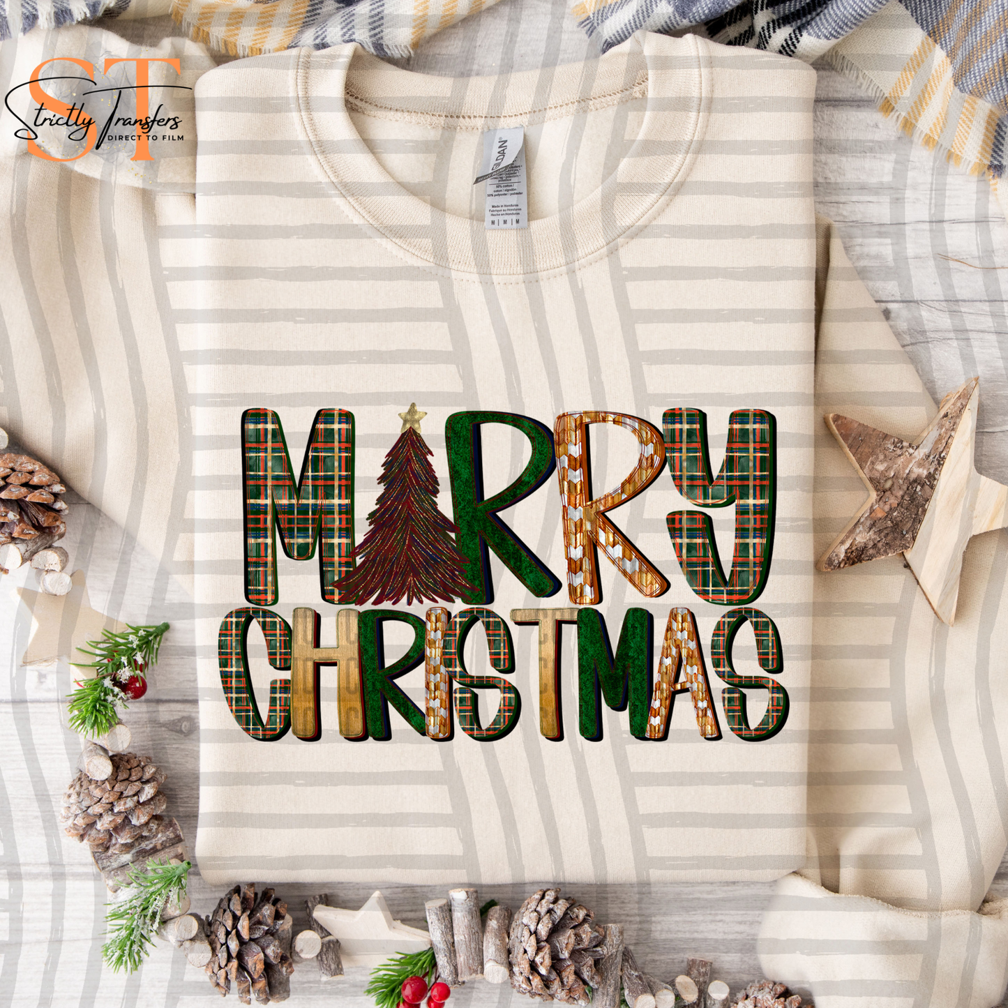 Plaid Merry Christmas Direct to Film Transfers